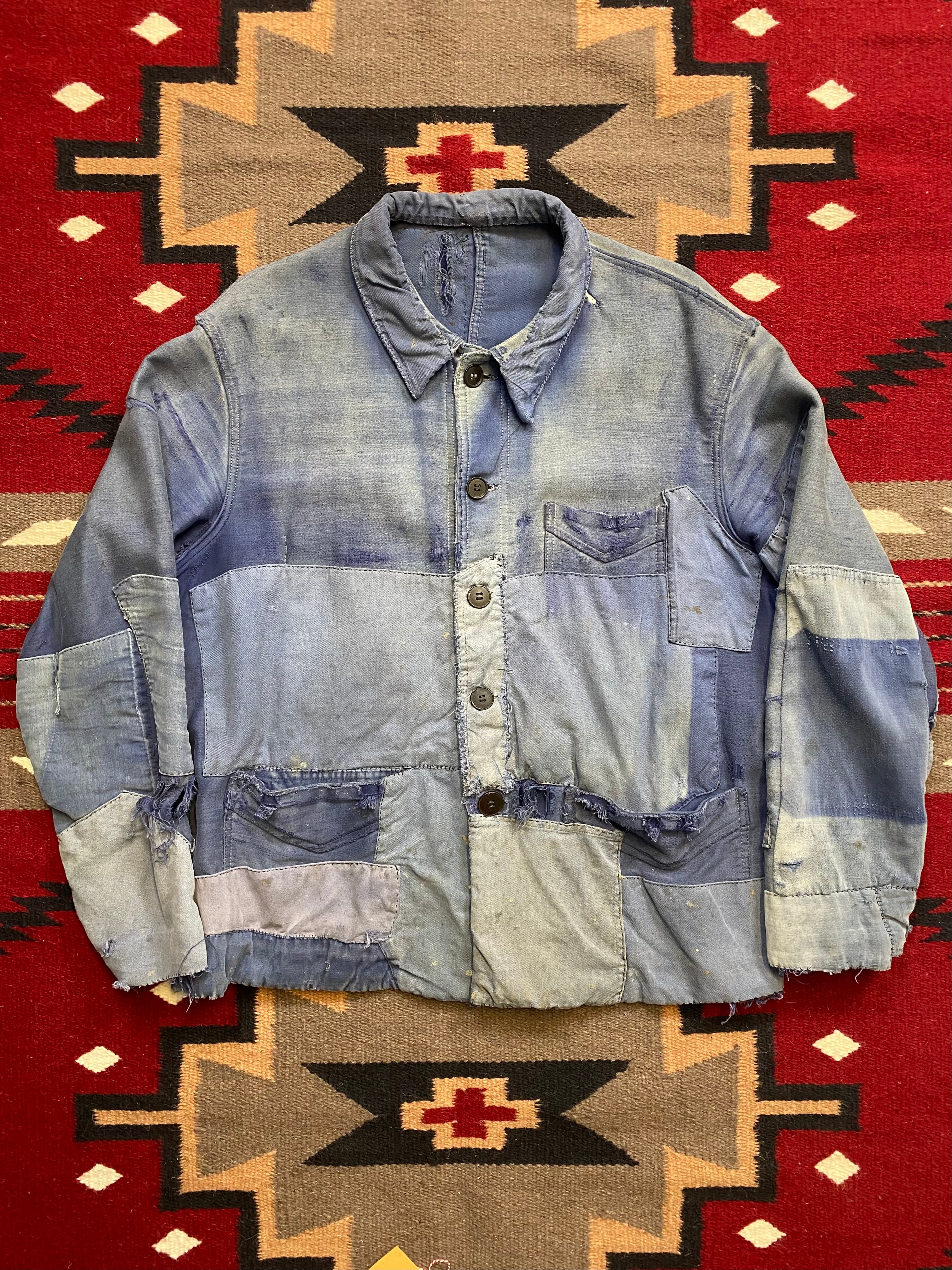 ジャケット・アウター 50s Adolphe Lafont /Moleskine jacket Adolphe Lafont 1930's-1950's Patched & Repaired Blue Moleskine