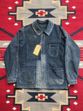 French 1940's Black Moleskine Chore Coat with Repairs