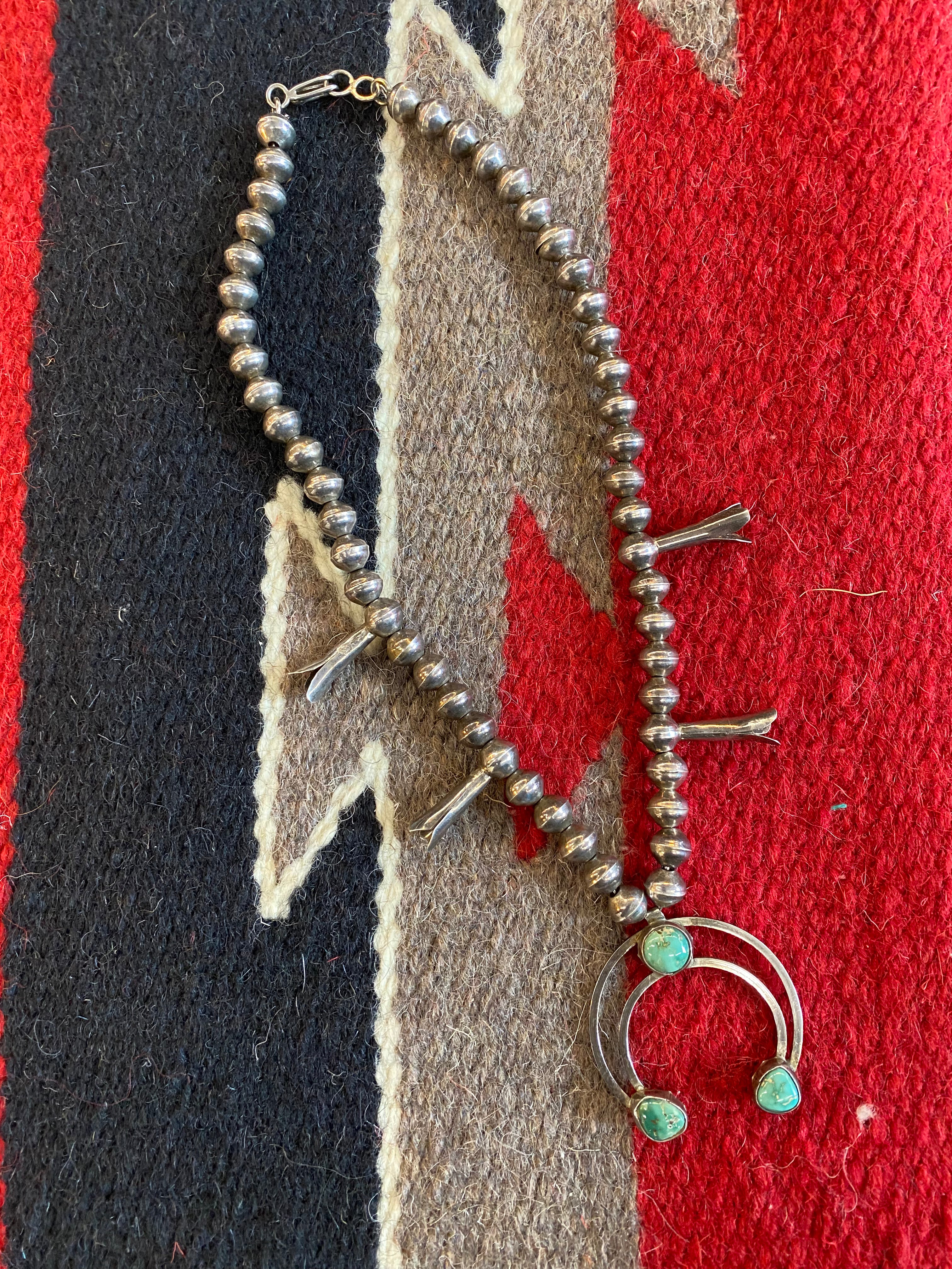 Navajo Sterling Silver Naja Squash Blossom Necklace
