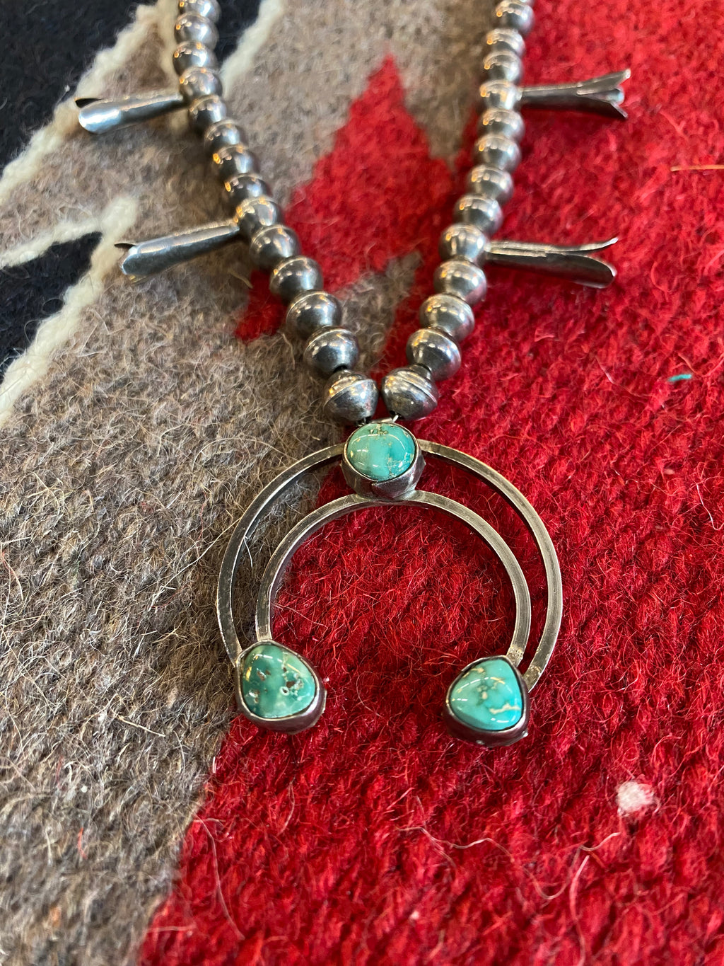 Navajo Sterling Silver Naja Squash Blossom Necklace