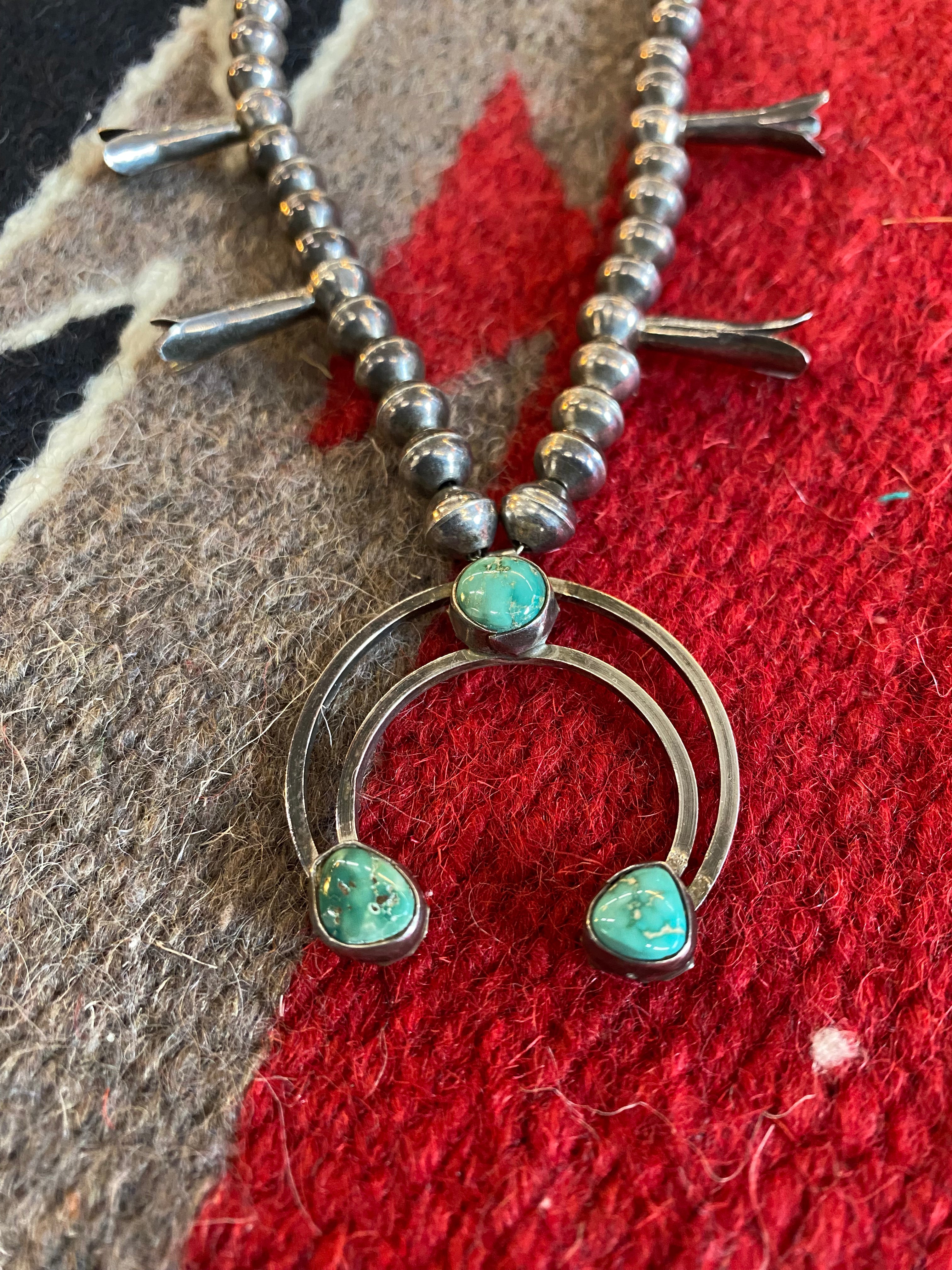 Navajo Sterling Silver Naja Squash Blossom Necklace