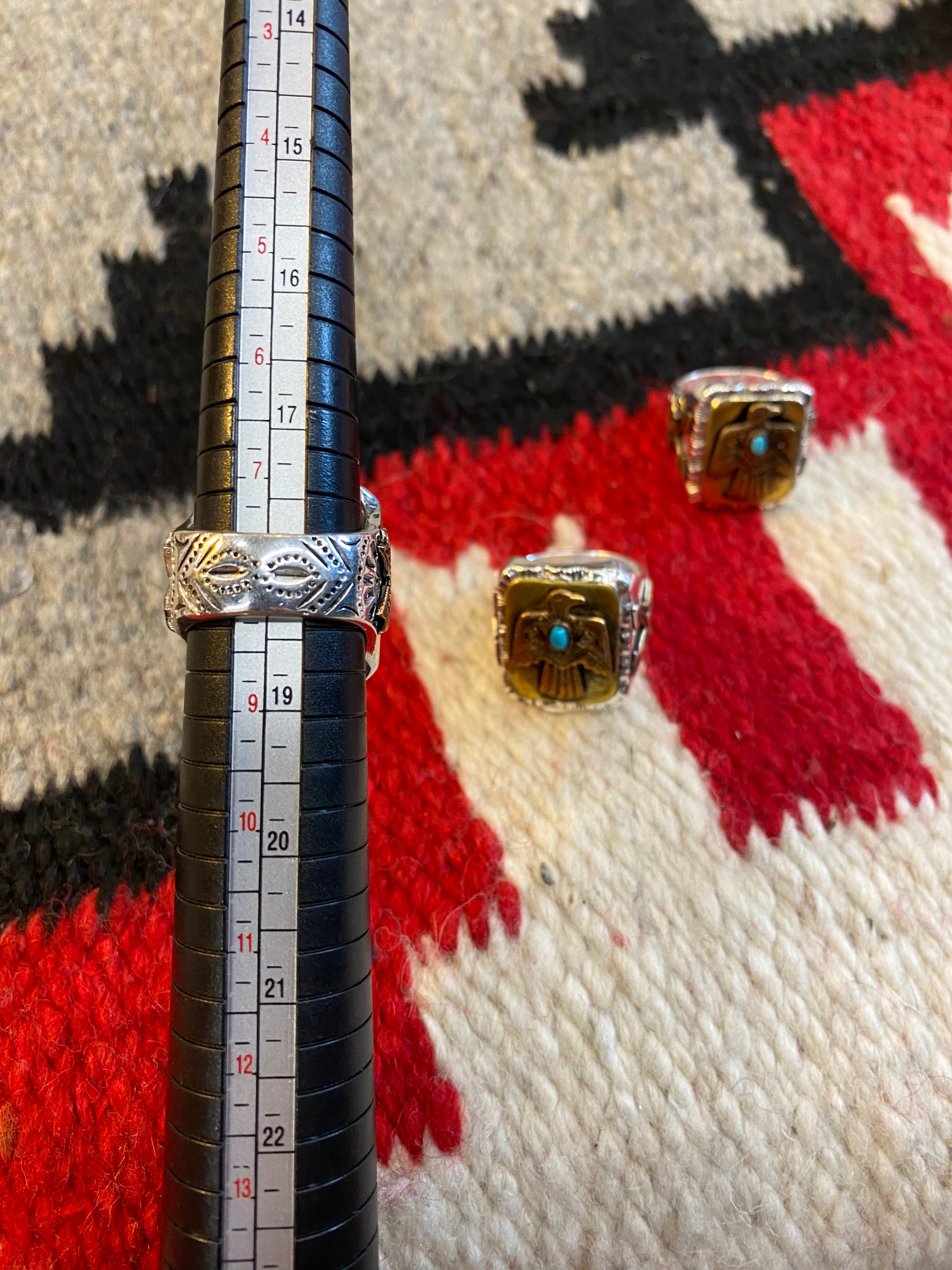 SWS Thunderbird Mexican Biker Ring With Turquoise Chip