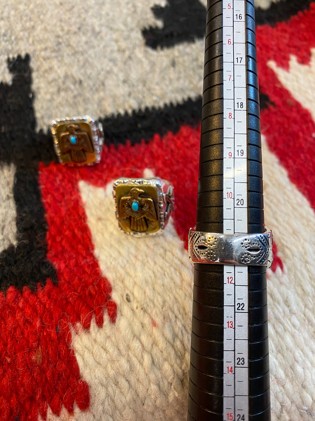 SWS Thunderbird Mexican Biker Ring With Turquoise Chip