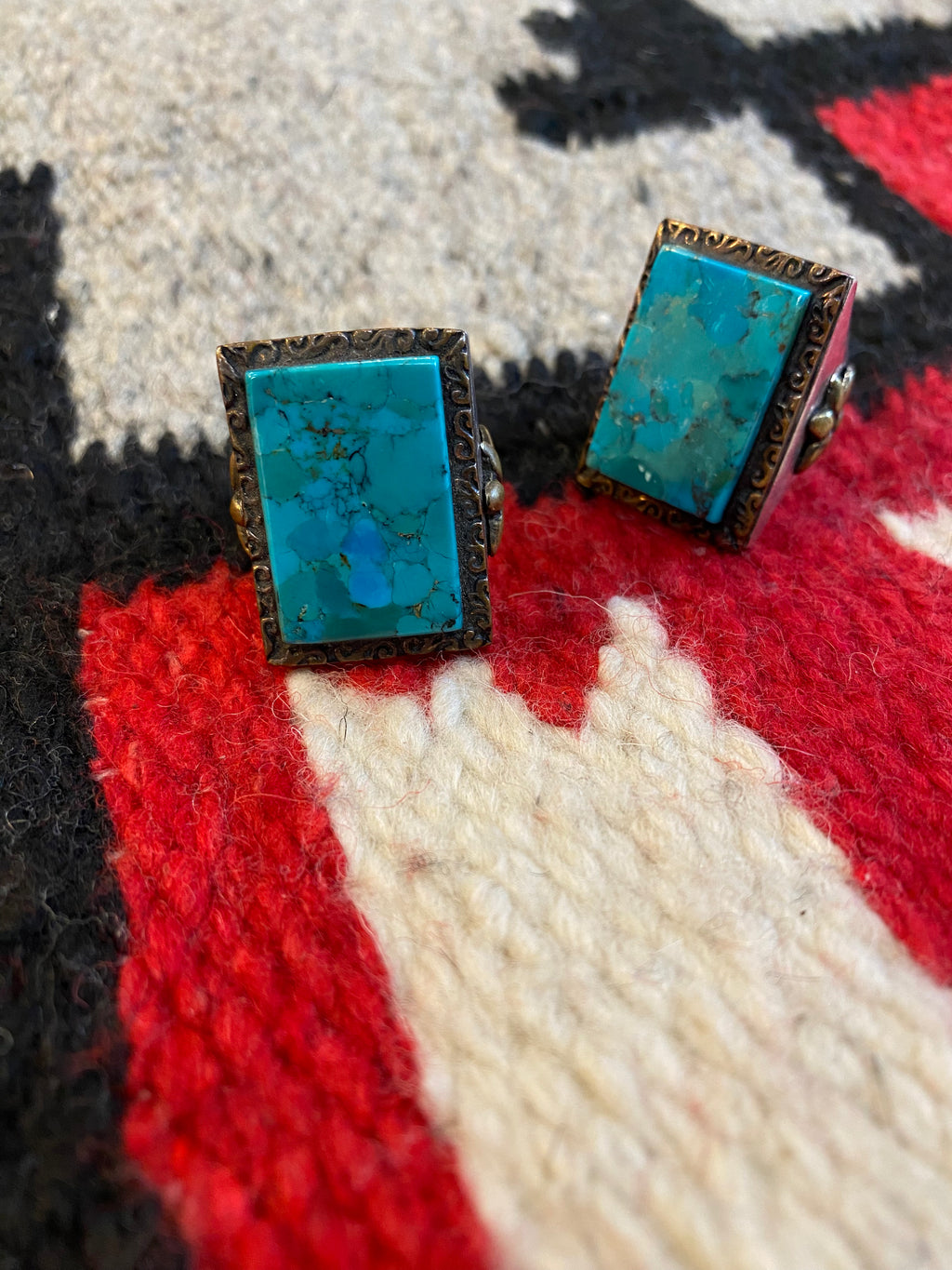 SWS Mexican Biker Ring With Rectangular Turquoise Stone