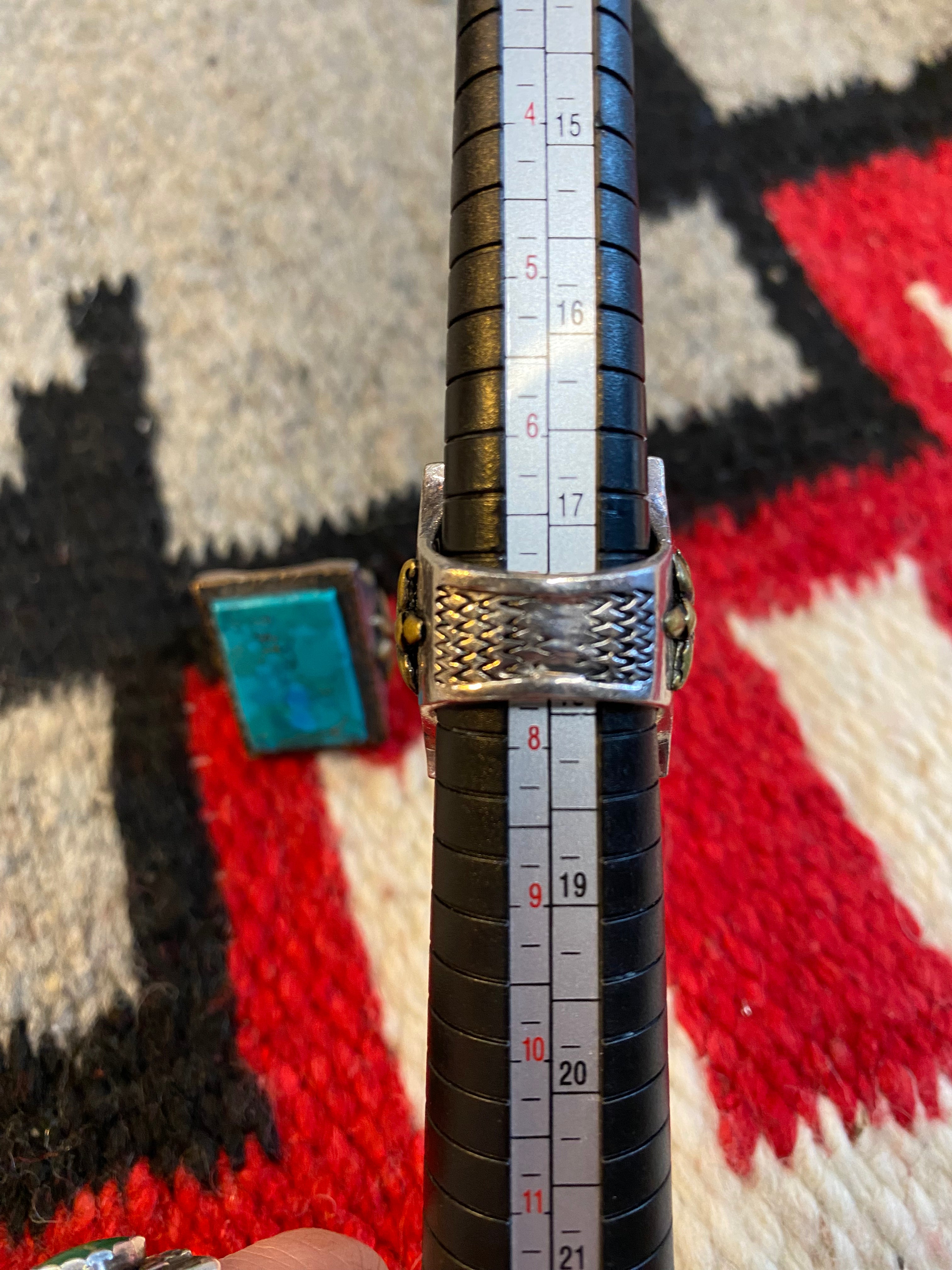 SWS Mexican Biker Ring With Rectangular Turquoise Stone