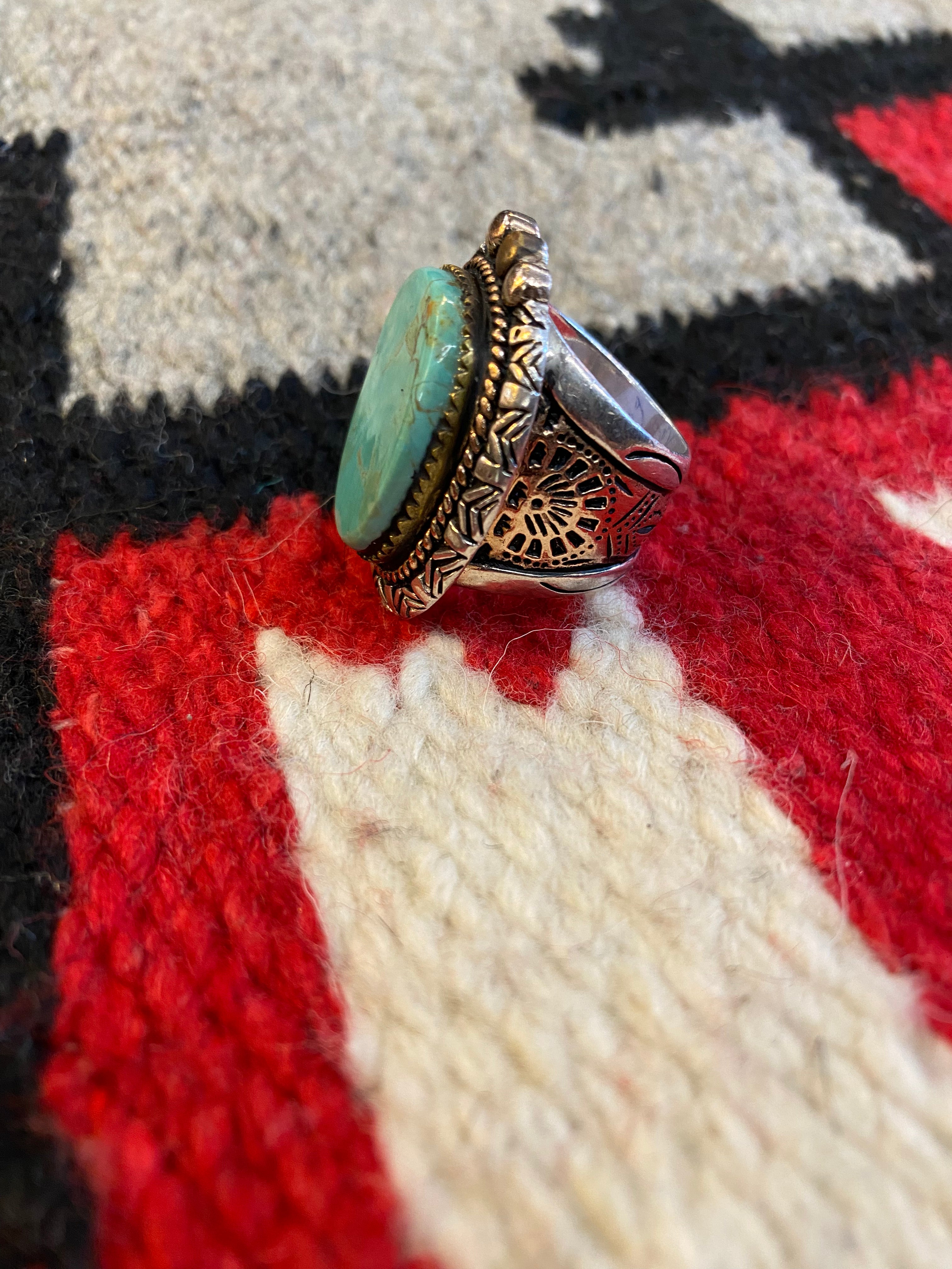 SWS Mexican Biker Ring With Turquoise Stone