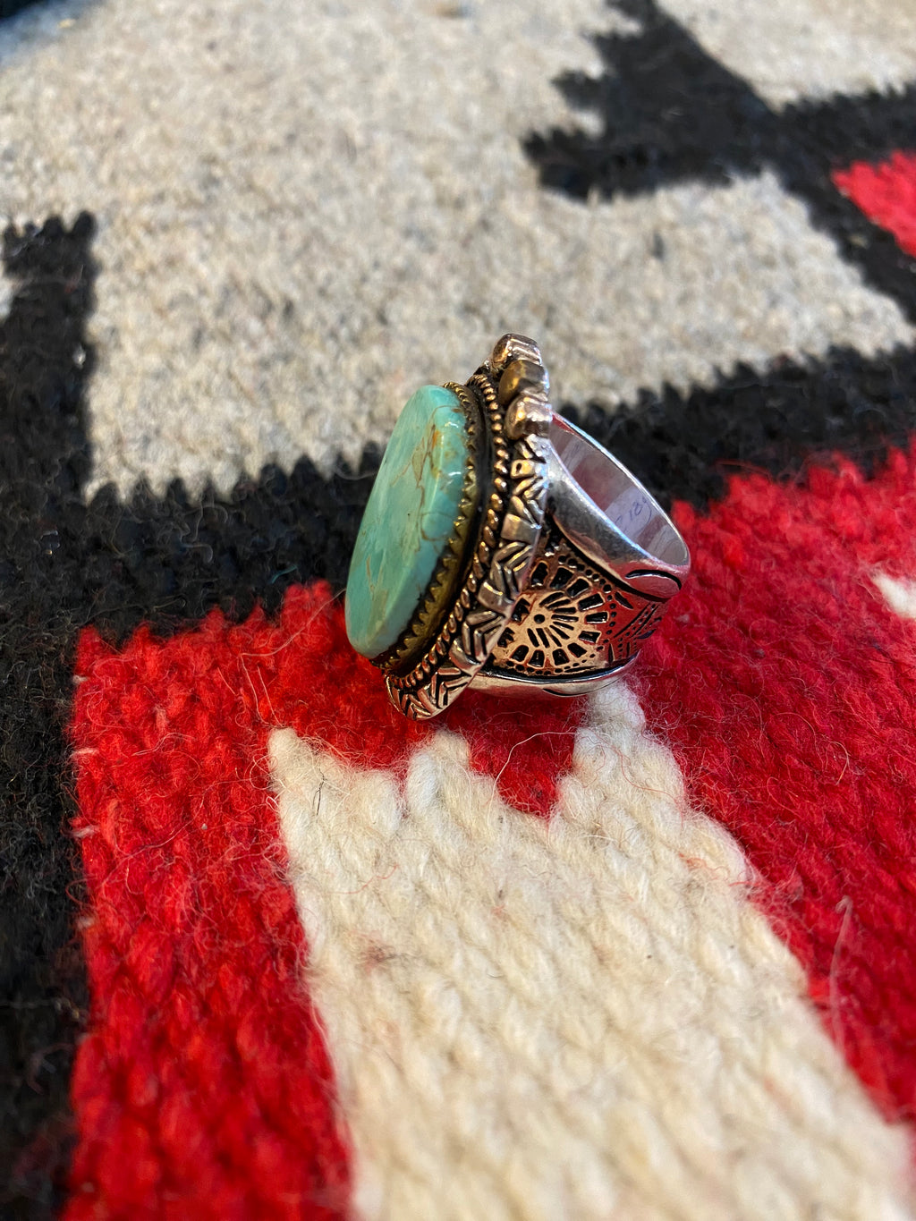 SWS Mexican Biker Ring With Turquoise Stone