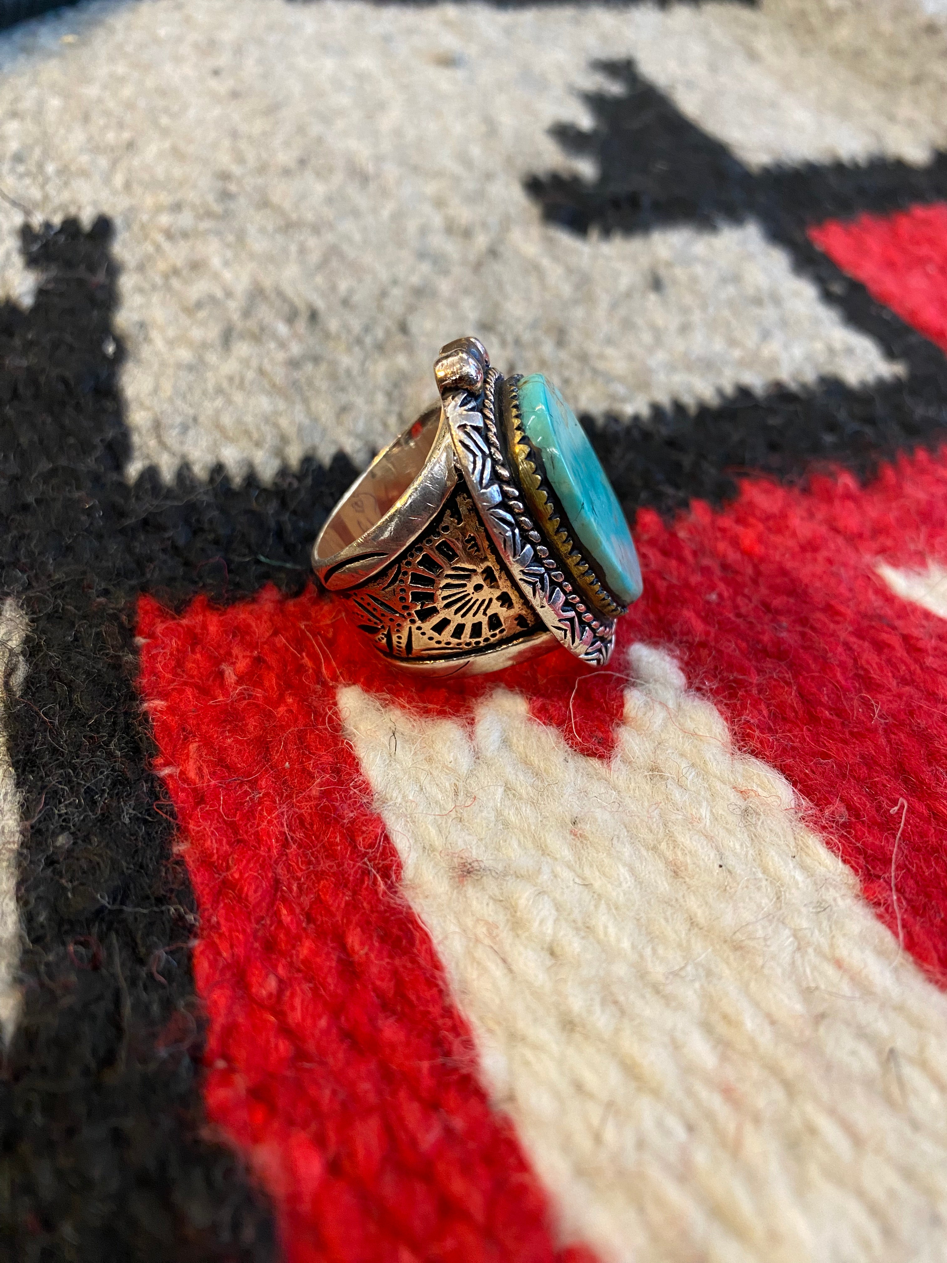 SWS Mexican Biker Ring With Turquoise Stone