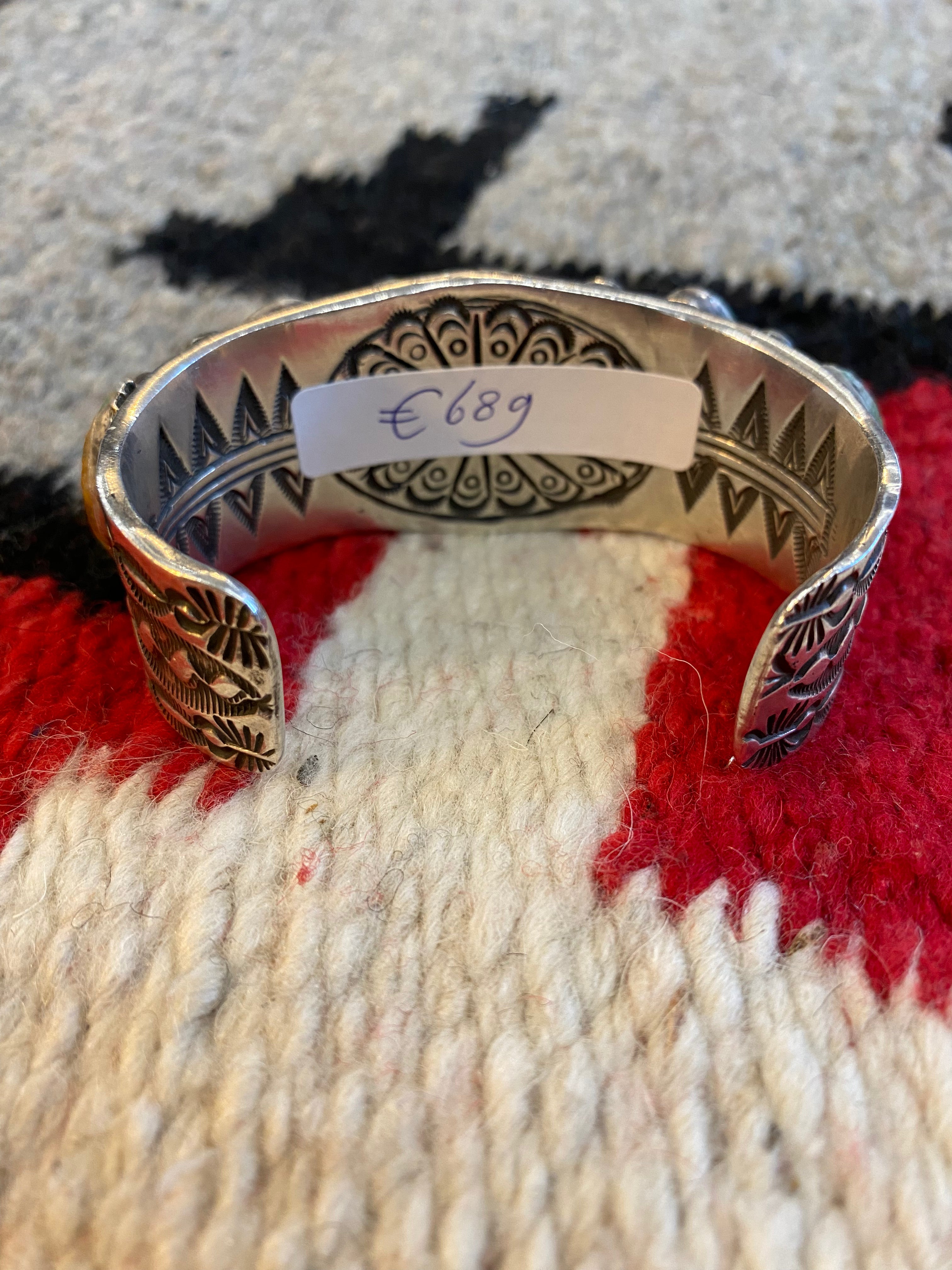 Massive Sterling Silver Turquoise Chunked Navajo Cuff By NB