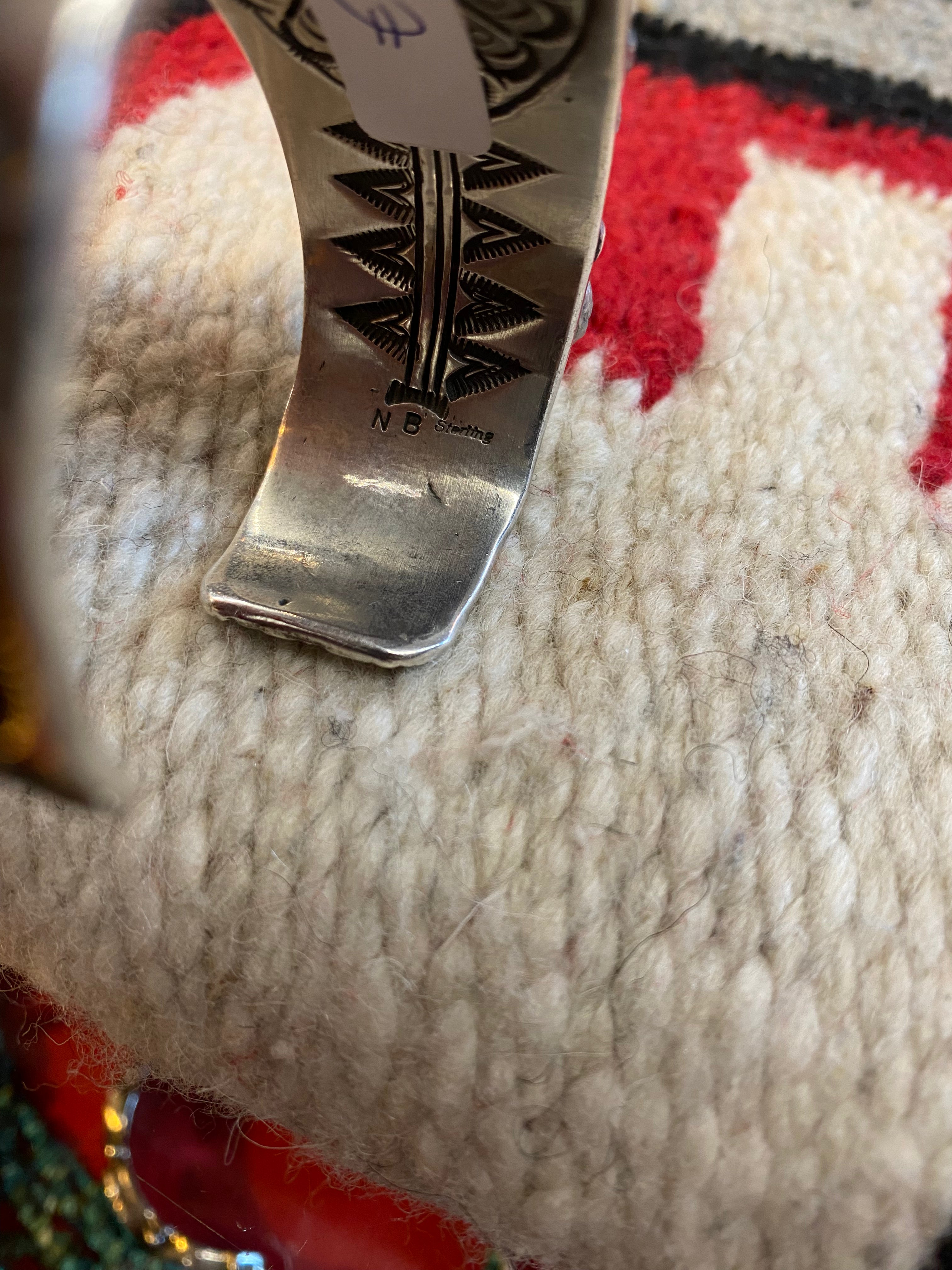 Massive Sterling Silver Turquoise Chunked Navajo Cuff By NB