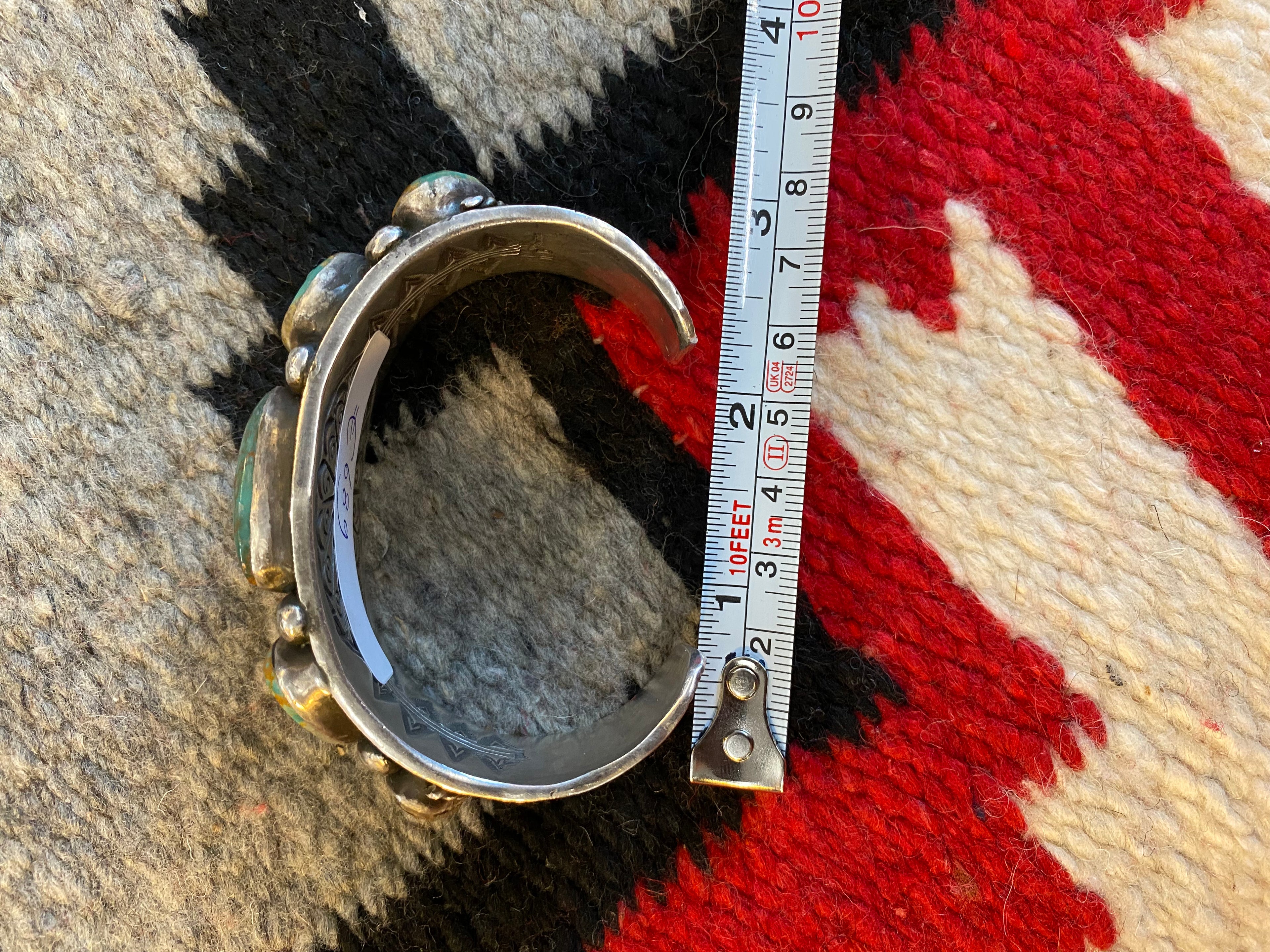 Massive Sterling Silver Turquoise Chunked Navajo Cuff By NB