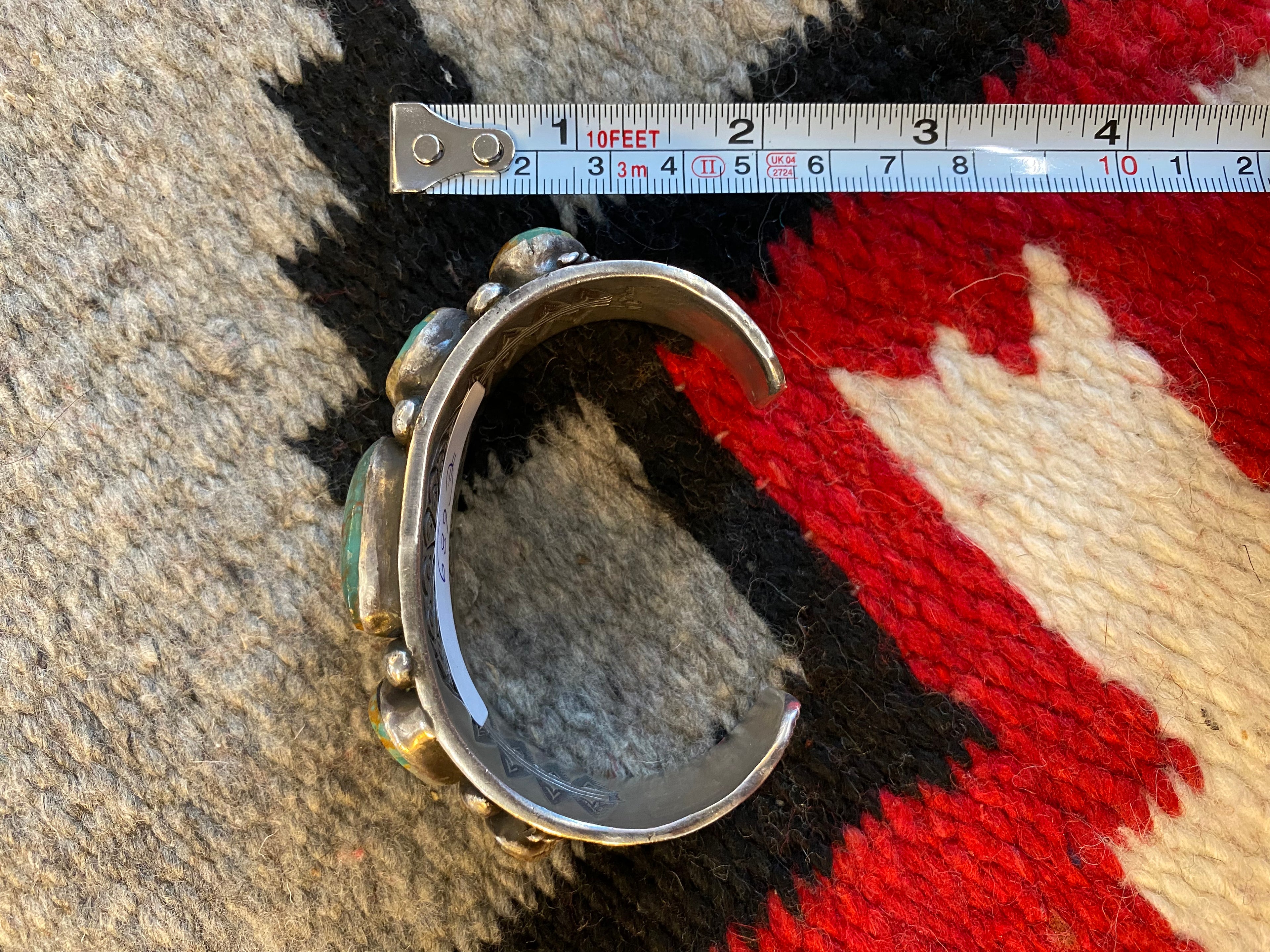 Massive Sterling Silver Turquoise Chunked Navajo Cuff By NB