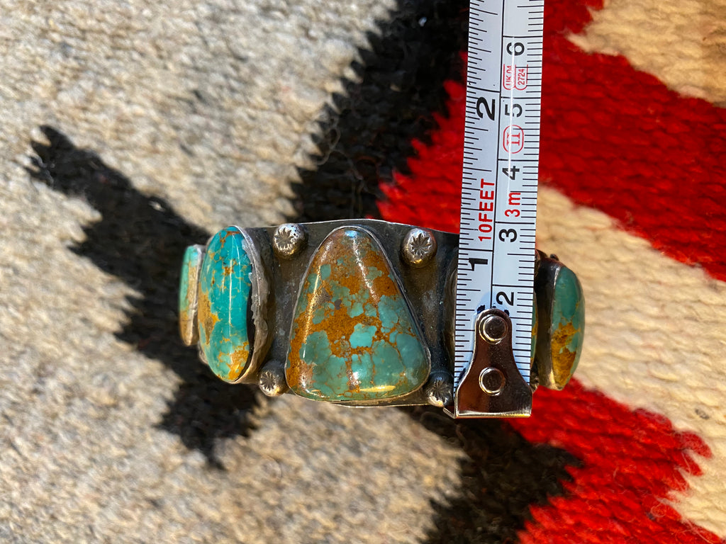 Massive Sterling Silver Turquoise Chunked Navajo Cuff By NB