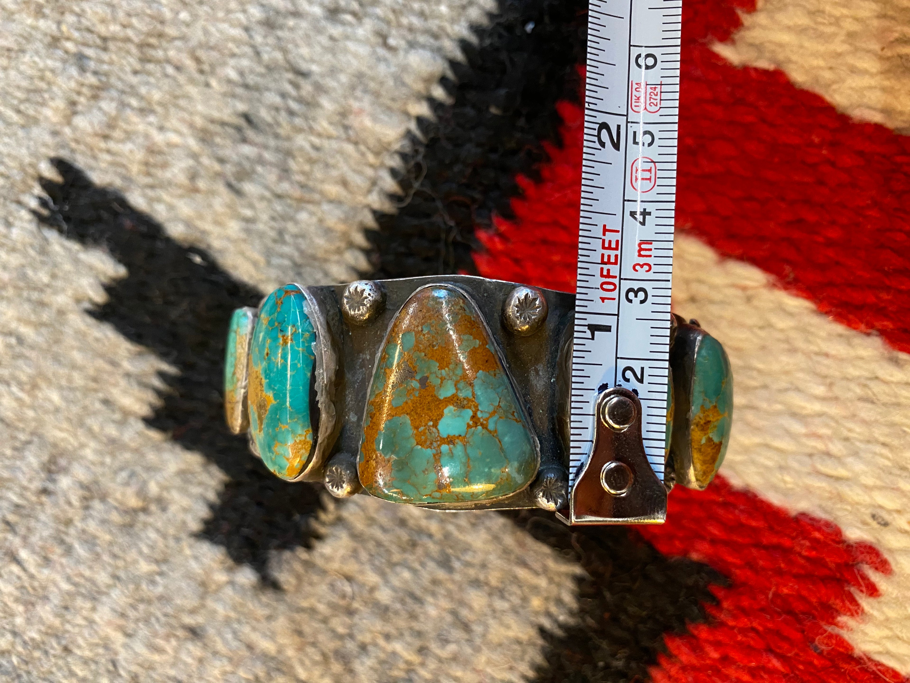 Massive Sterling Silver Turquoise Chunked Navajo Cuff By NB