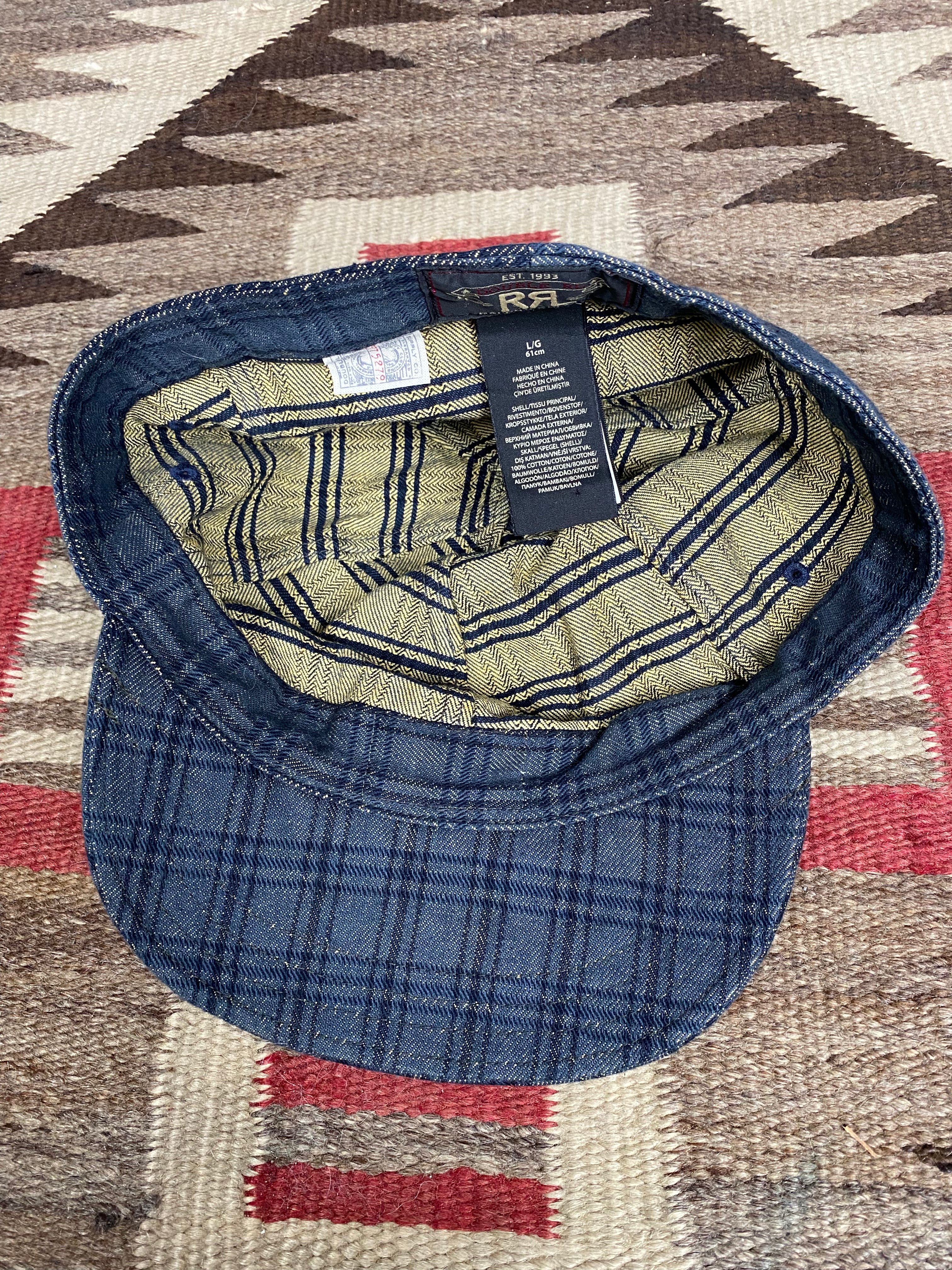 RRL Overalls Plaid Denim Cap