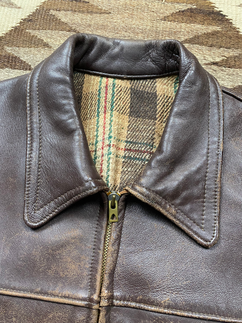 French 1950's Worker Utility Leather Jacket