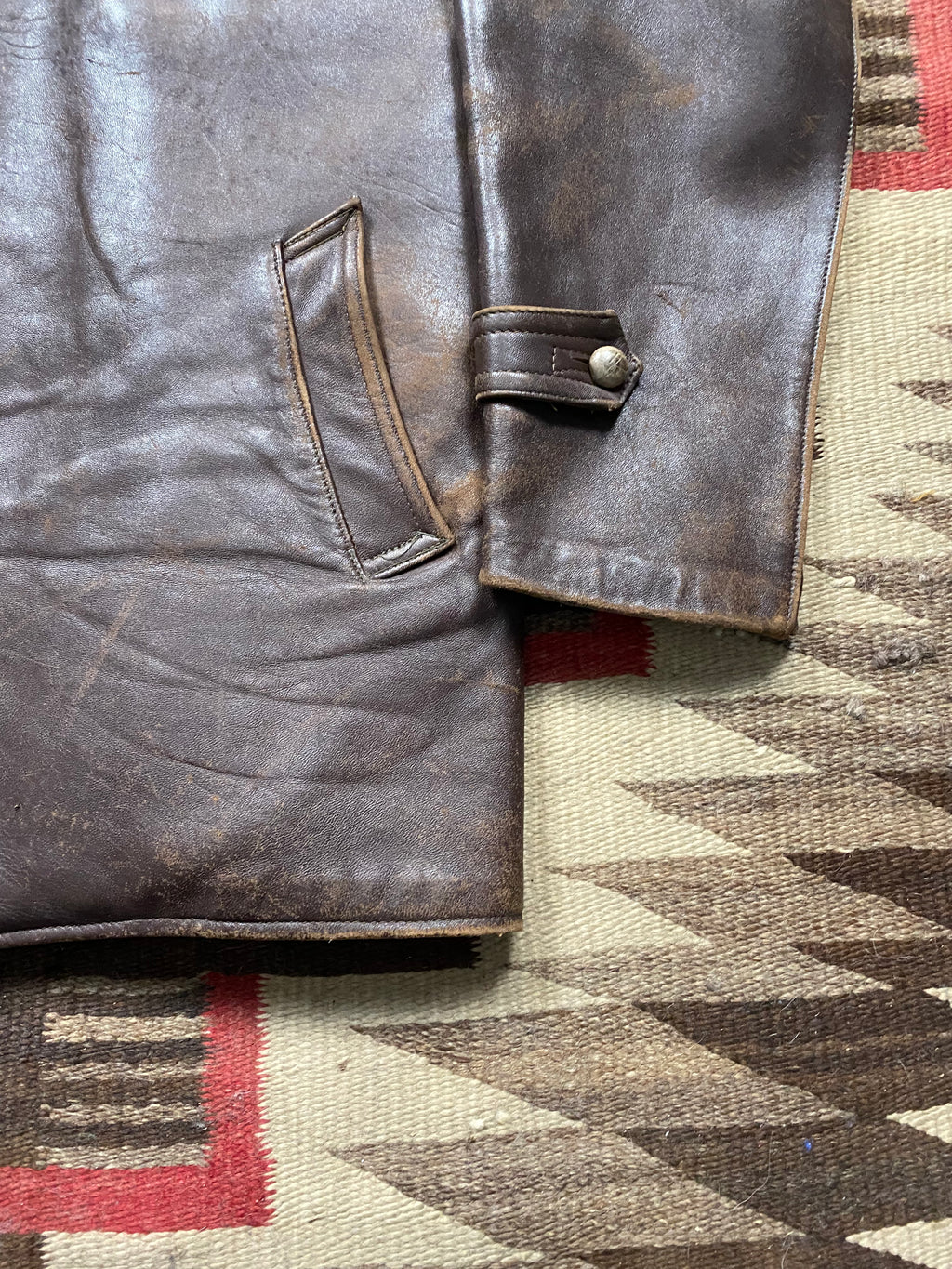 French 1950's Worker Utility Leather Jacket