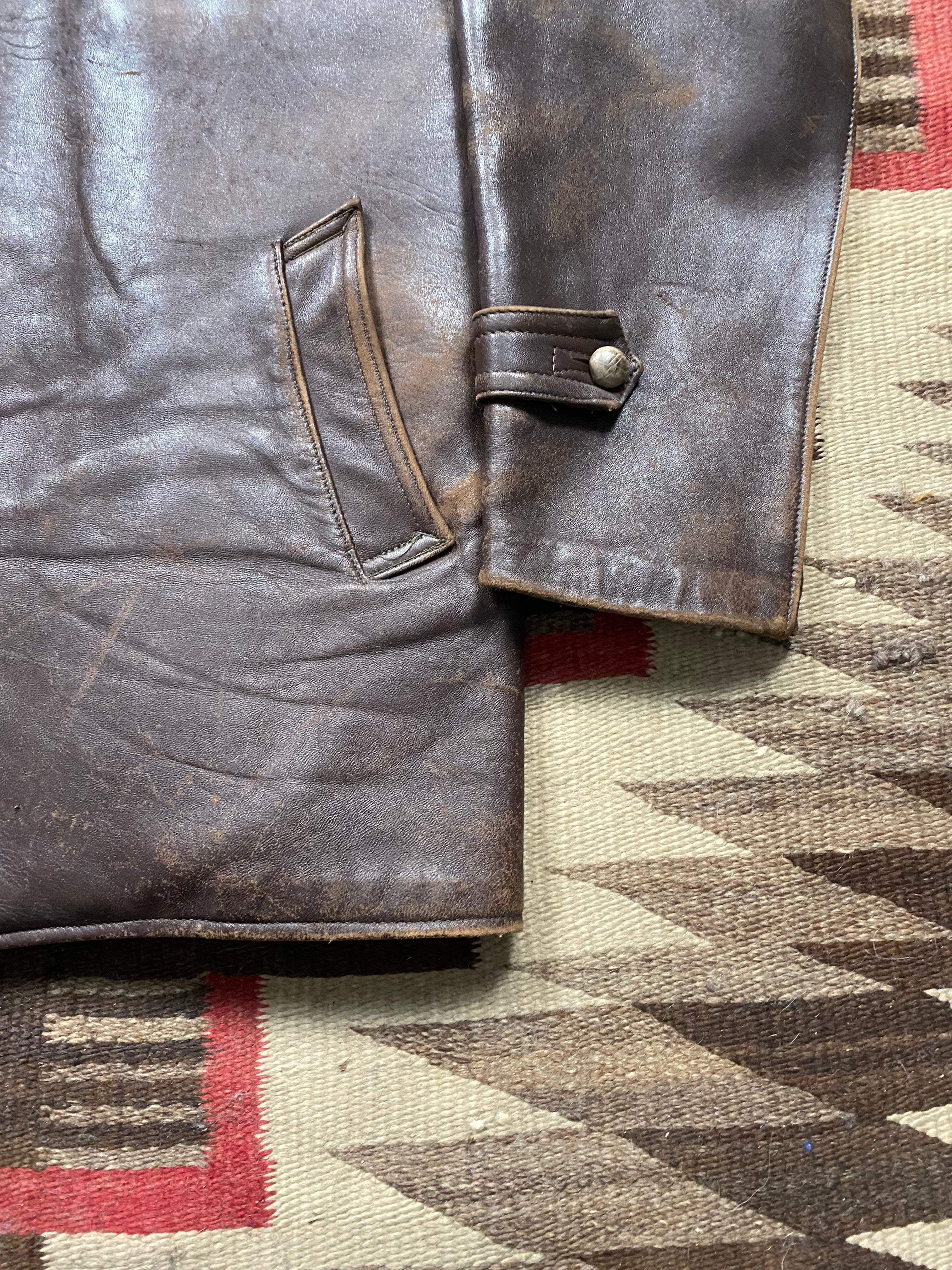 French 1950's Worker Utility Leather Jacket