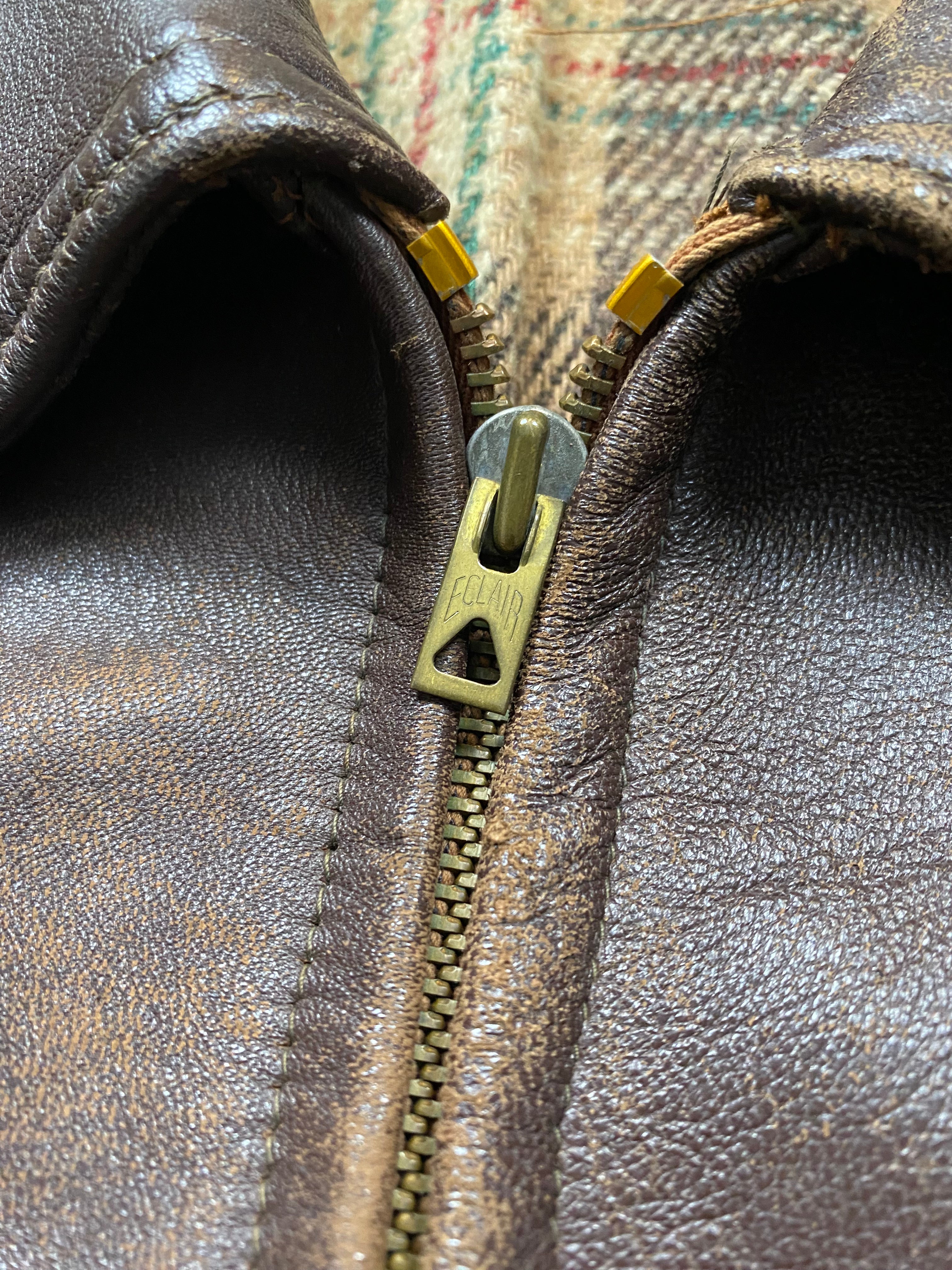 French 1950's Worker Utility Leather Jacket