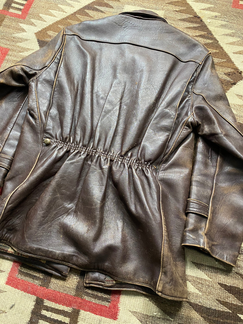 French 1950's Worker Utility Leather Jacket