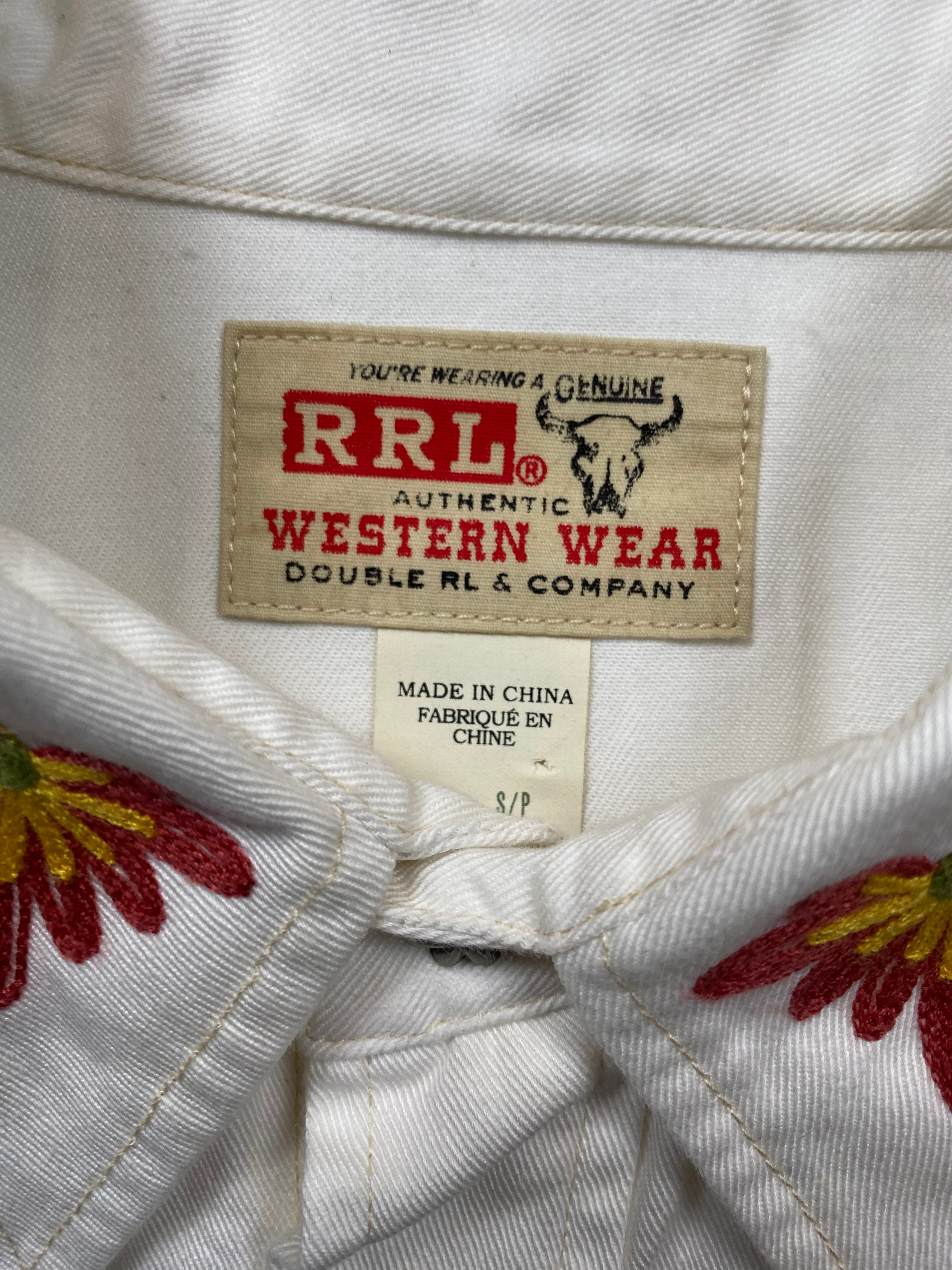 RRL White Sawtooth Embroidered Western Shirt