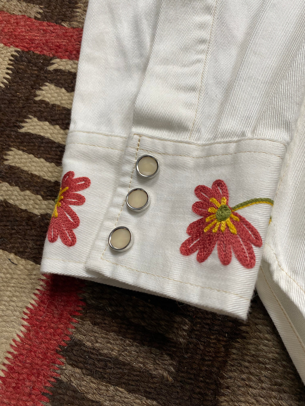 RRL White Sawtooth Embroidered Western Shirt