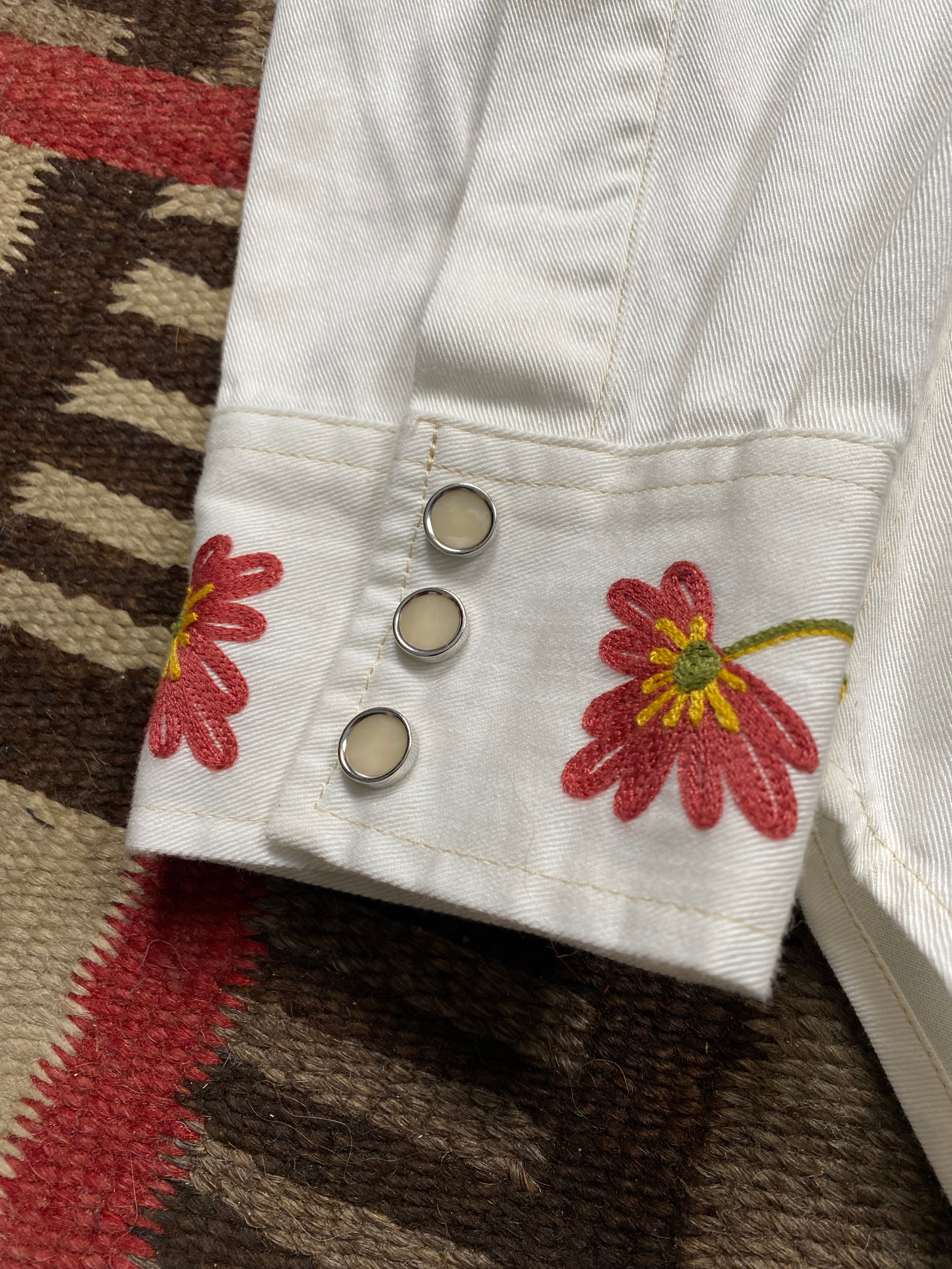 RRL White Sawtooth Embroidered Western Shirt