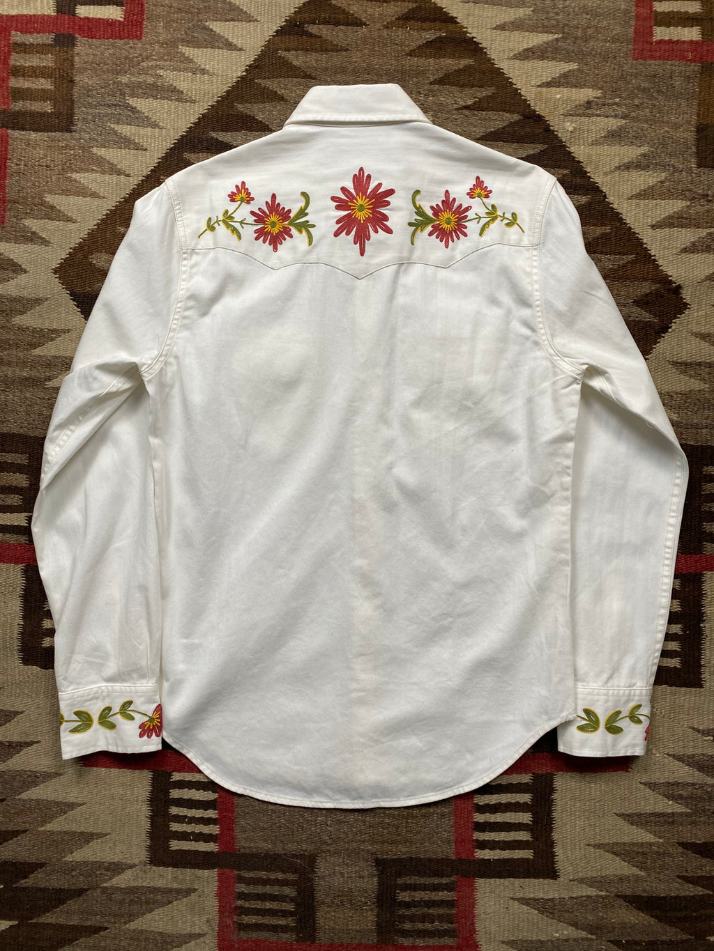 RRL White Sawtooth Embroidered Western Shirt