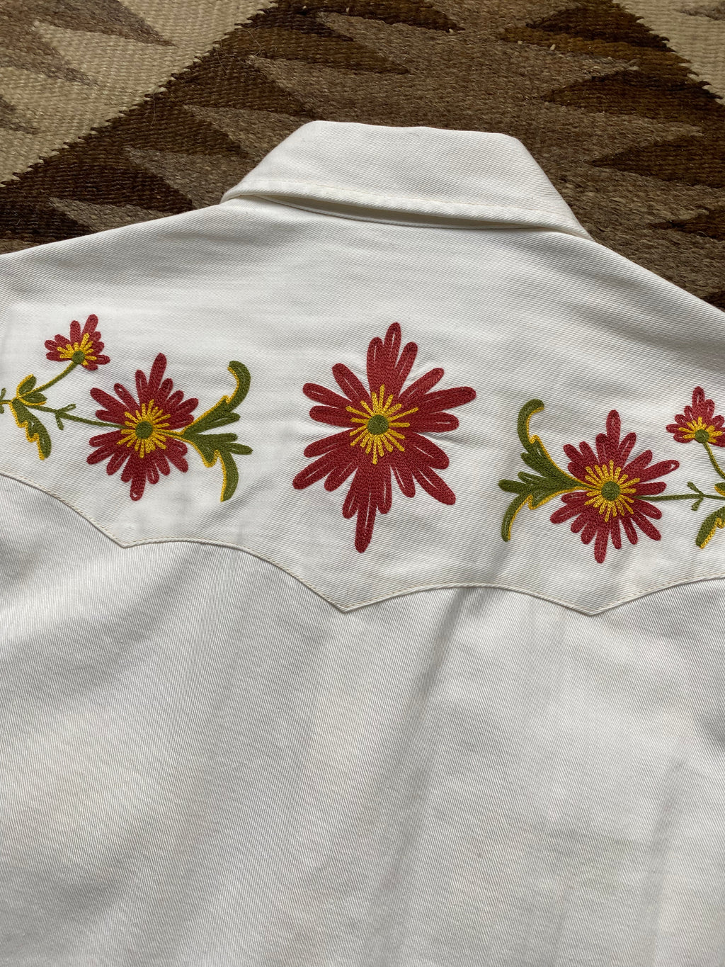 RRL White Sawtooth Embroidered Western Shirt