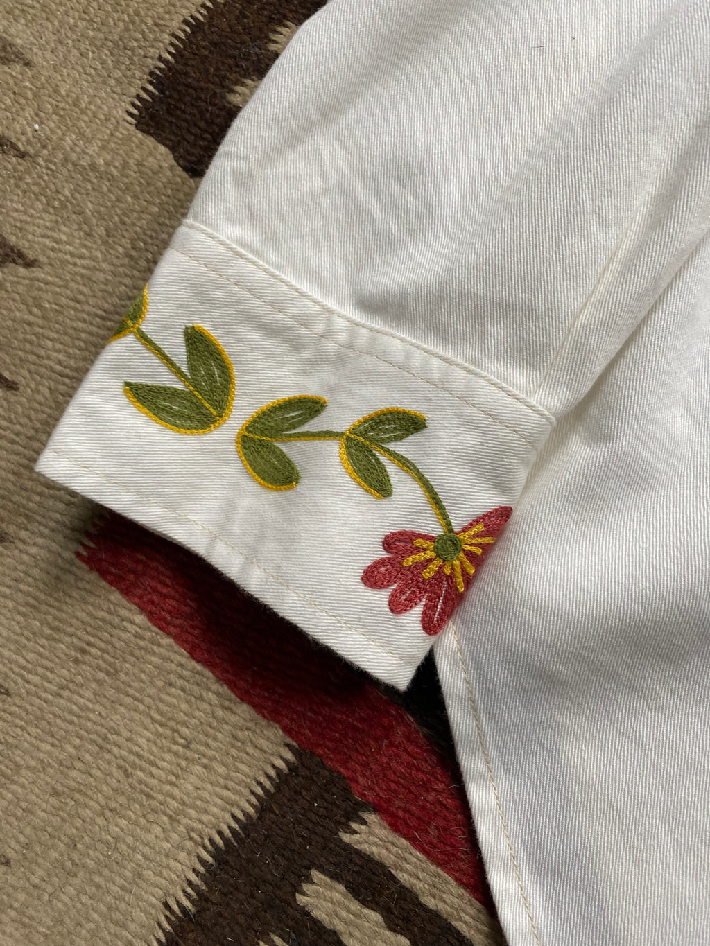 RRL White Sawtooth Embroidered Western Shirt