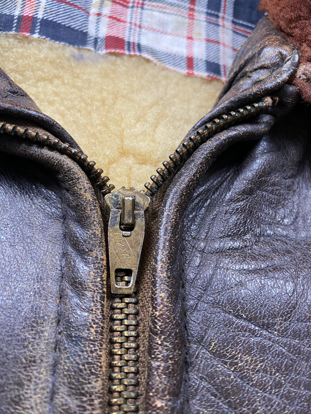 American Fine Sportswear 1950's Horsehide Shearling Lined Barnstormer