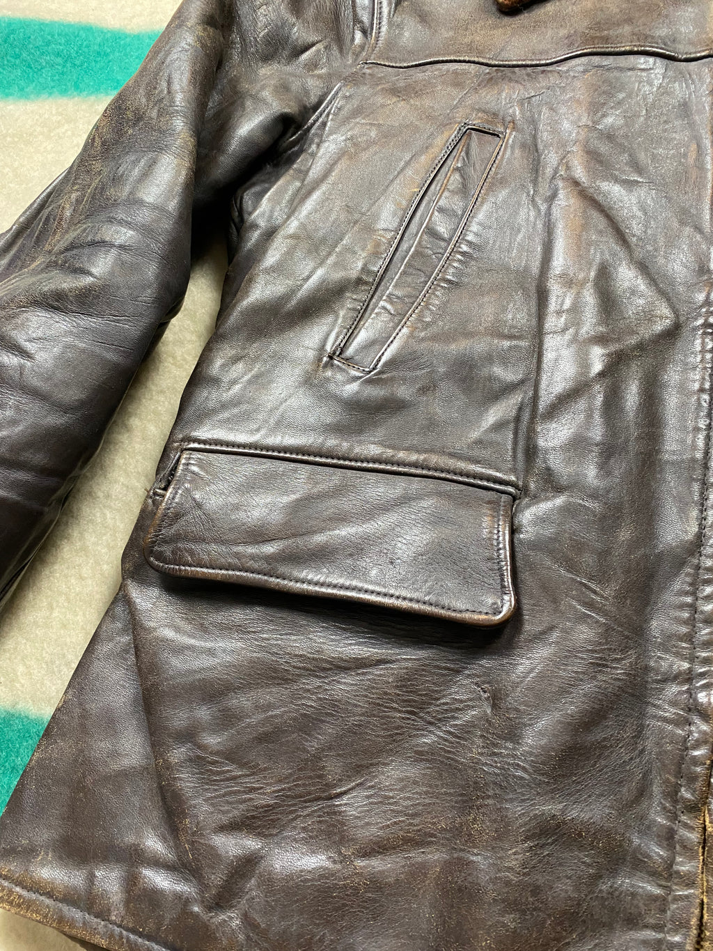 American Fine Sportswear 1950's Horsehide Shearling Lined Barnstormer