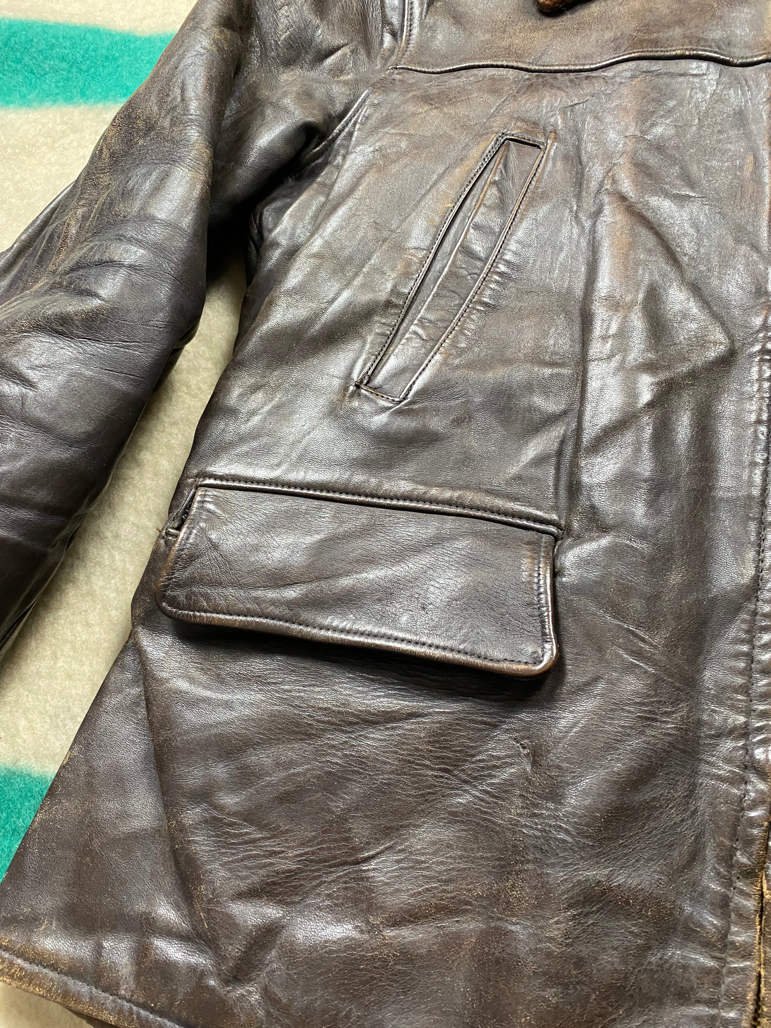 American Fine Sportswear 1950's Horsehide Shearling Lined Barnstormer