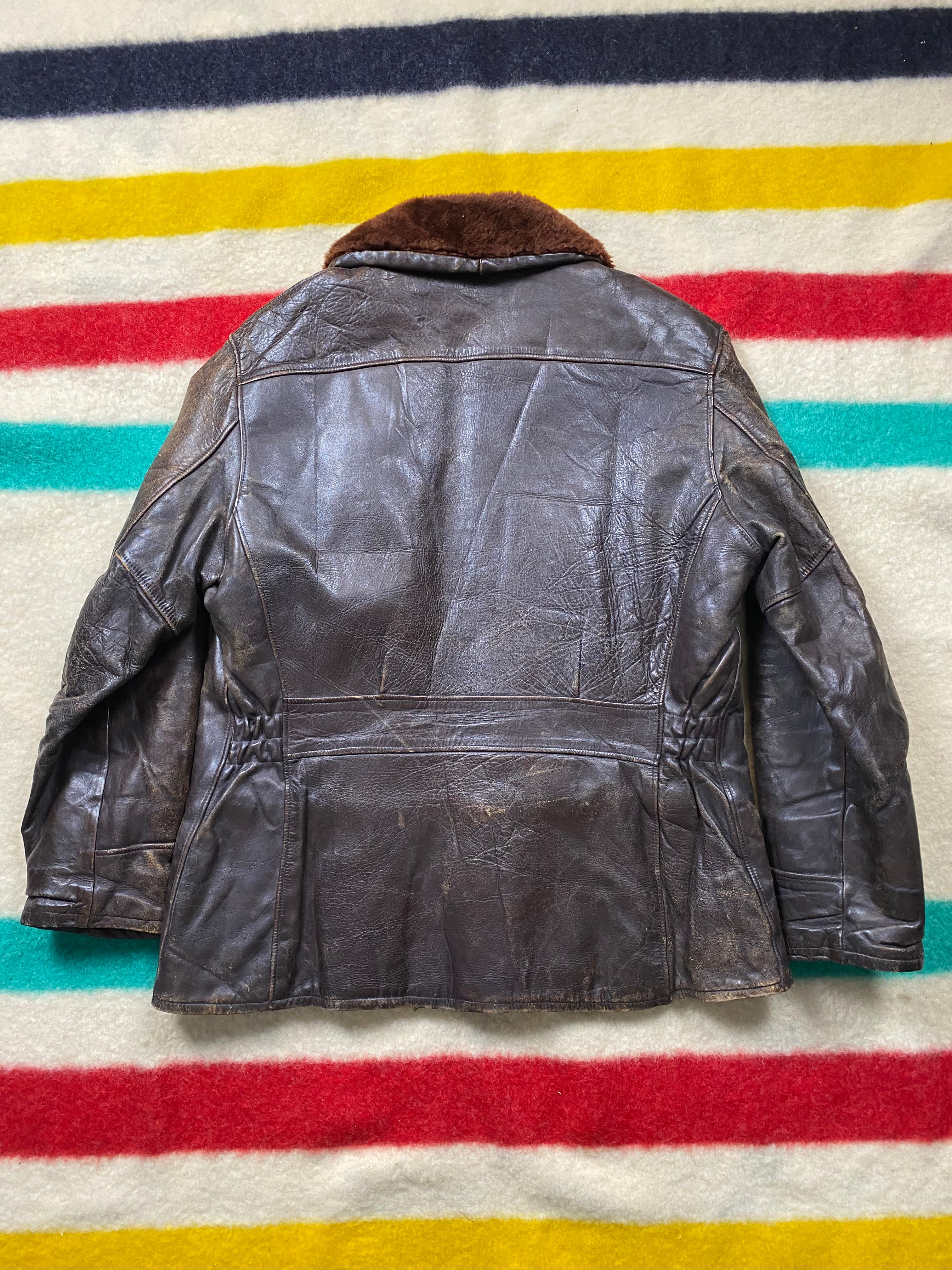 American Fine Sportswear 1950's Horsehide Shearling Lined Barnstormer
