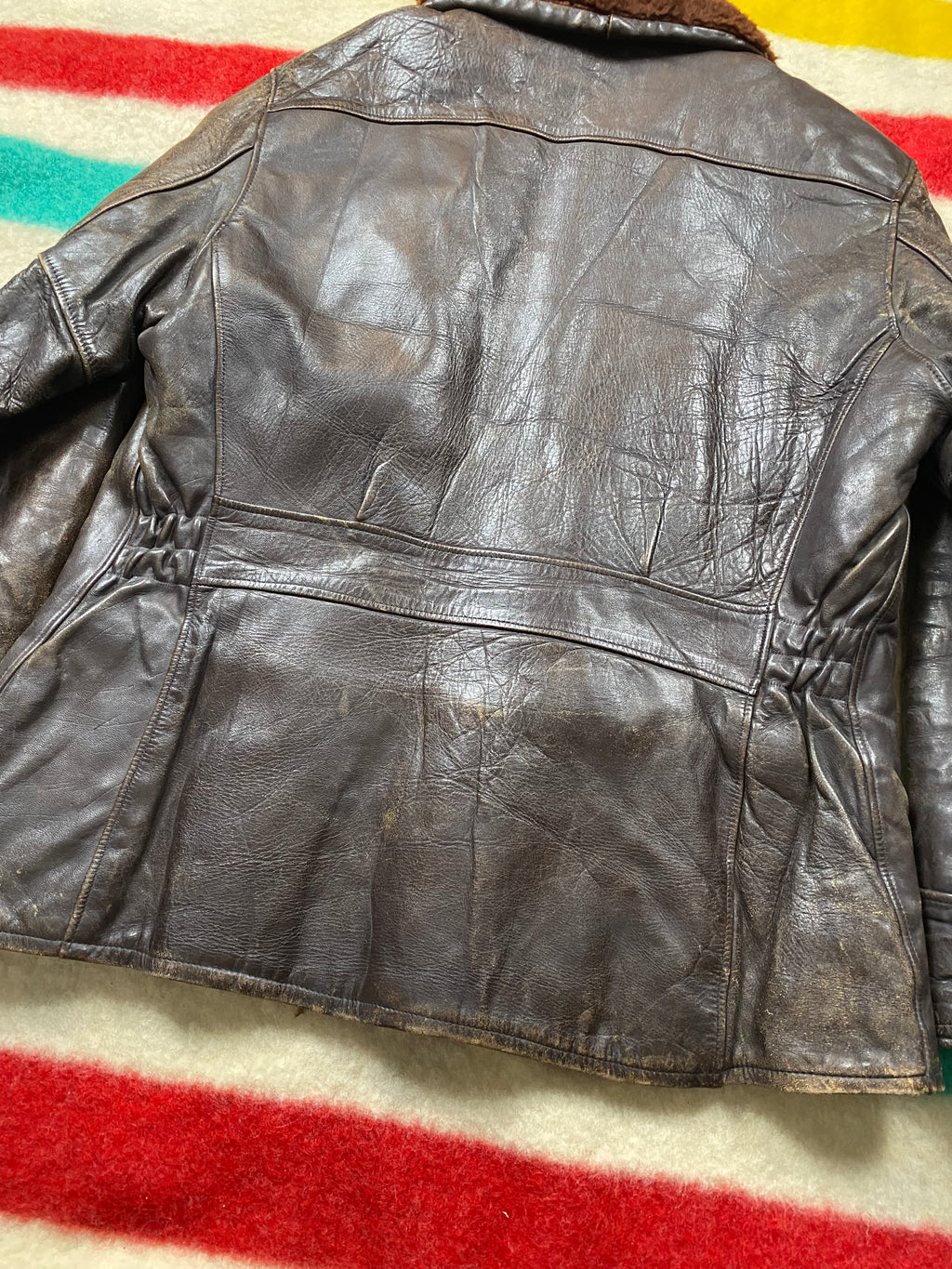 American Fine Sportswear 1950's Horsehide Shearling Lined Barnstormer