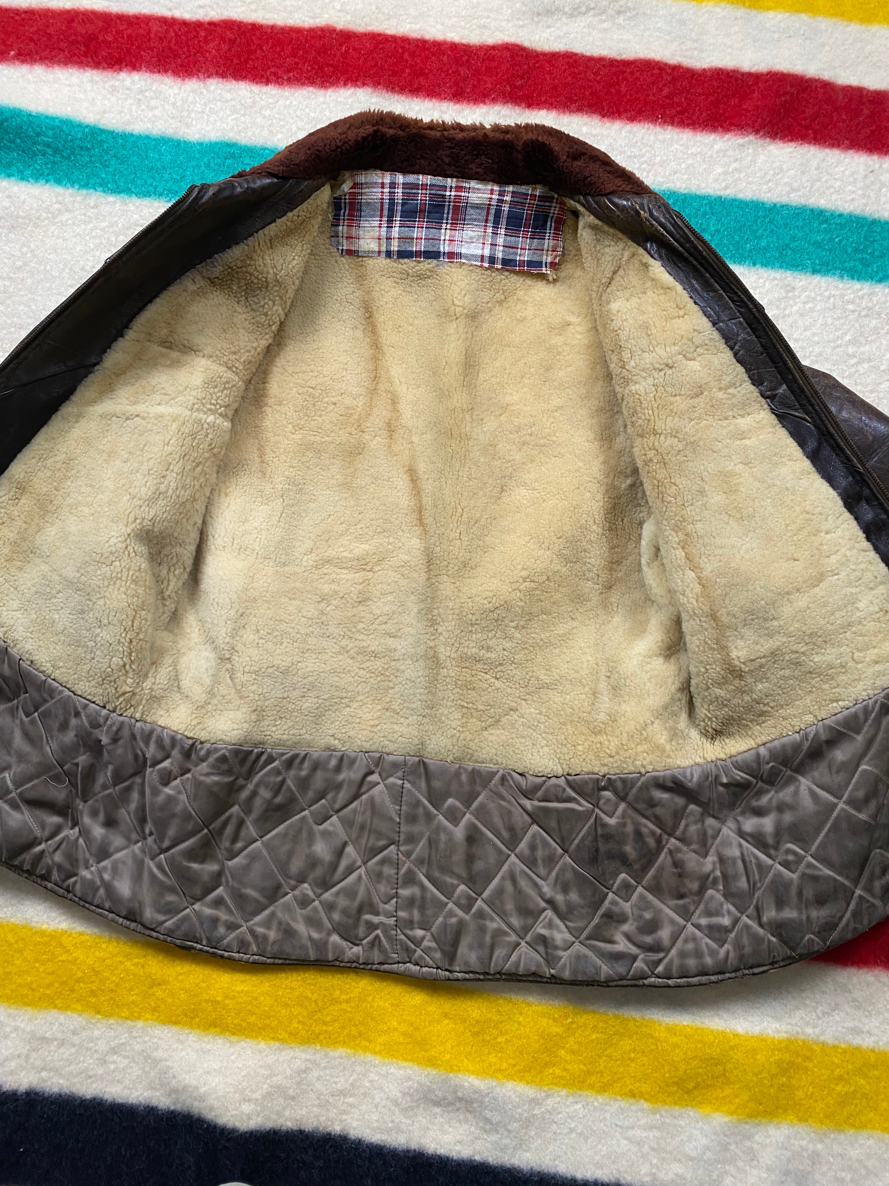 American Fine Sportswear 1950's Horsehide Shearling Lined Barnstormer