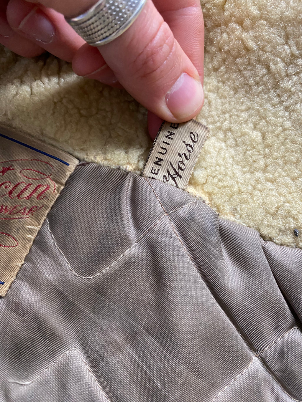 American Fine Sportswear 1950's Horsehide Shearling Lined Barnstormer