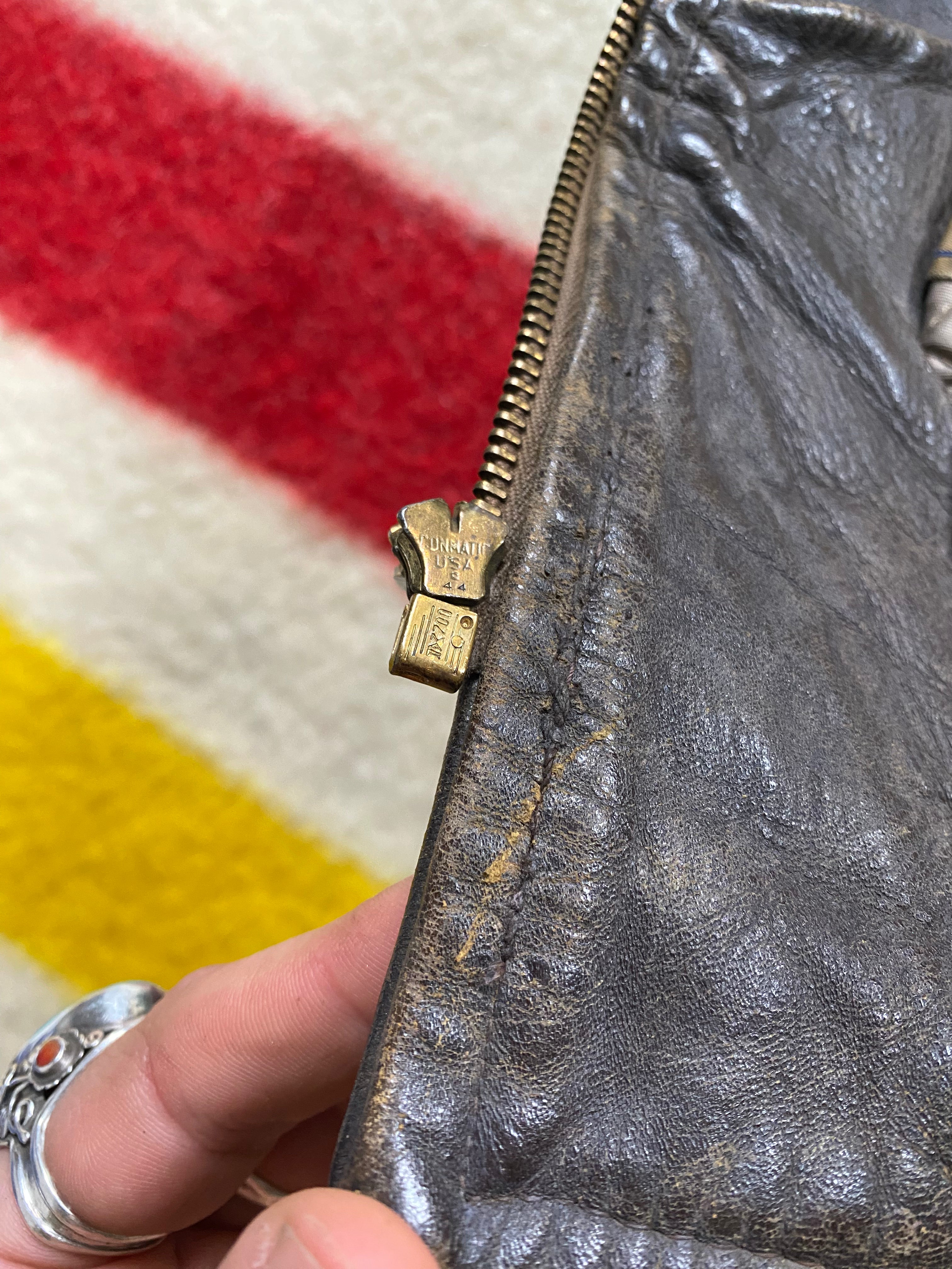American Fine Sportswear 1950's Horsehide Shearling Lined Barnstormer