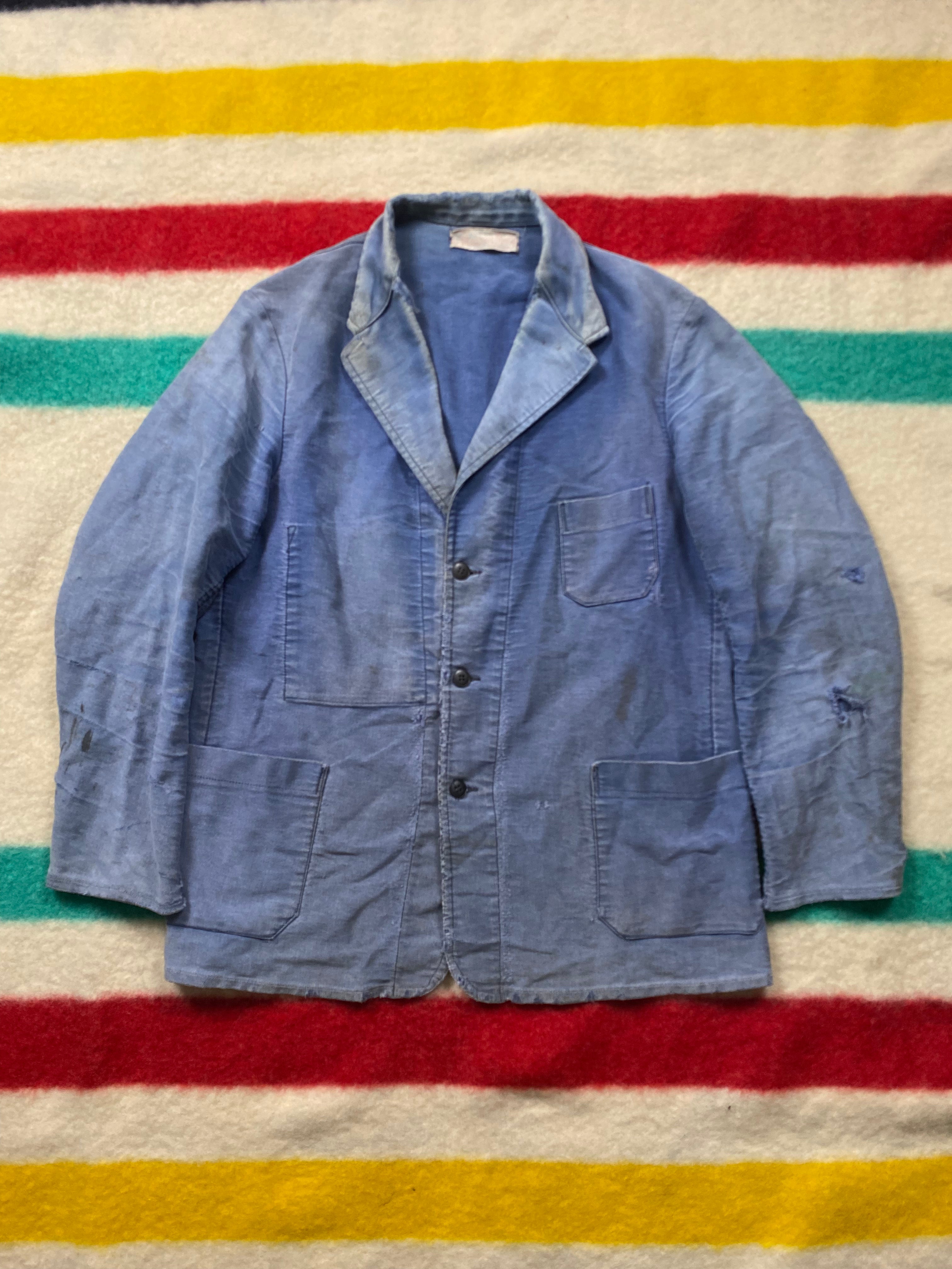 Le Mont Saint Martin French 1940's Moleskin Blazer / Worker Jacket