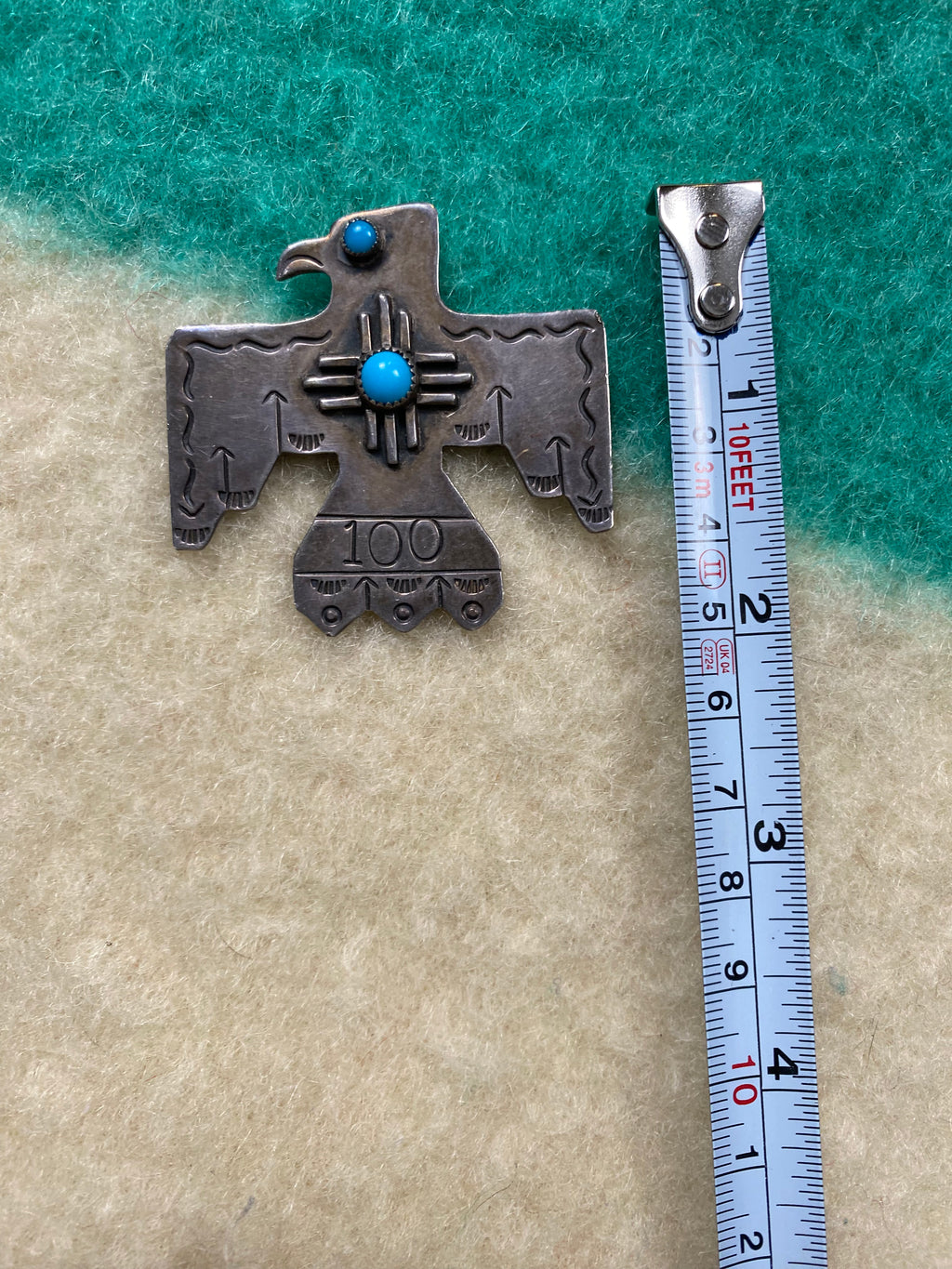 Huge James Mason Thunderbird Pin With Turquoise Stones