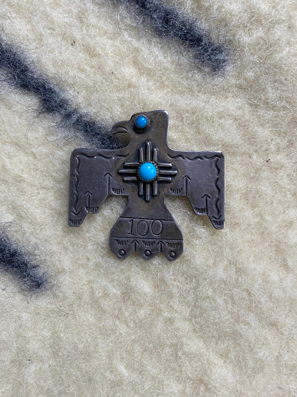 Huge James Mason Thunderbird Pin With Turquoise Stones