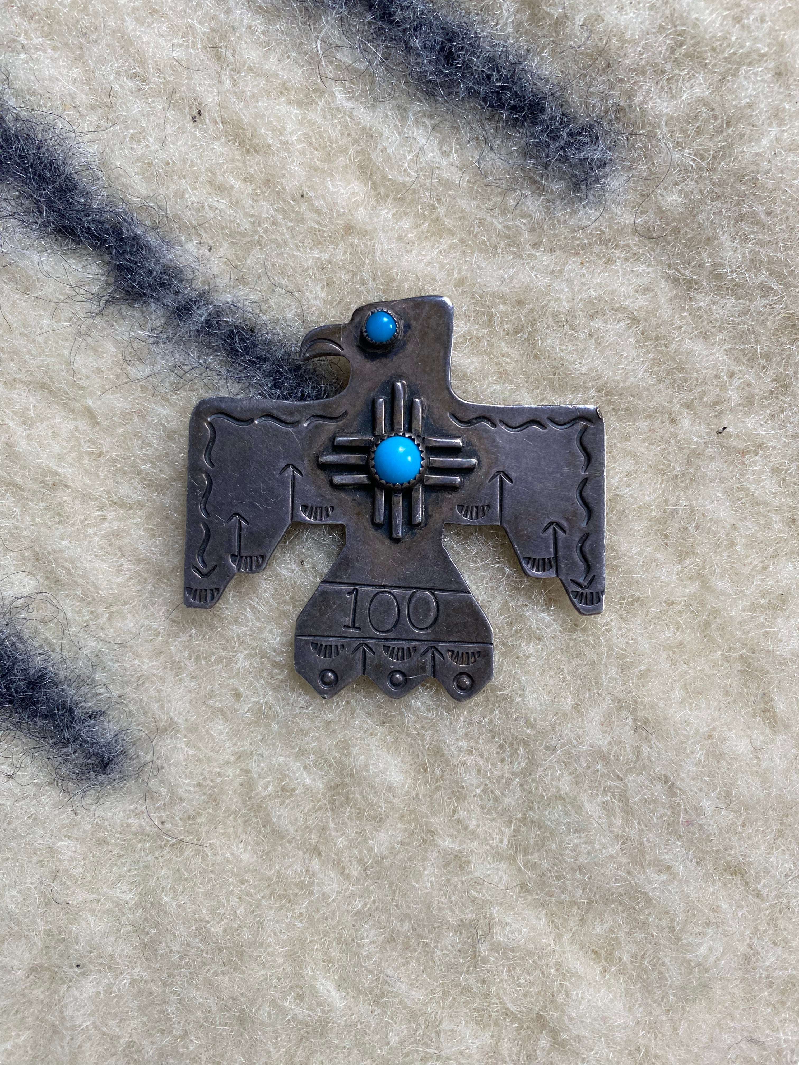 Huge James Mason Thunderbird Pin With Turquoise Stones