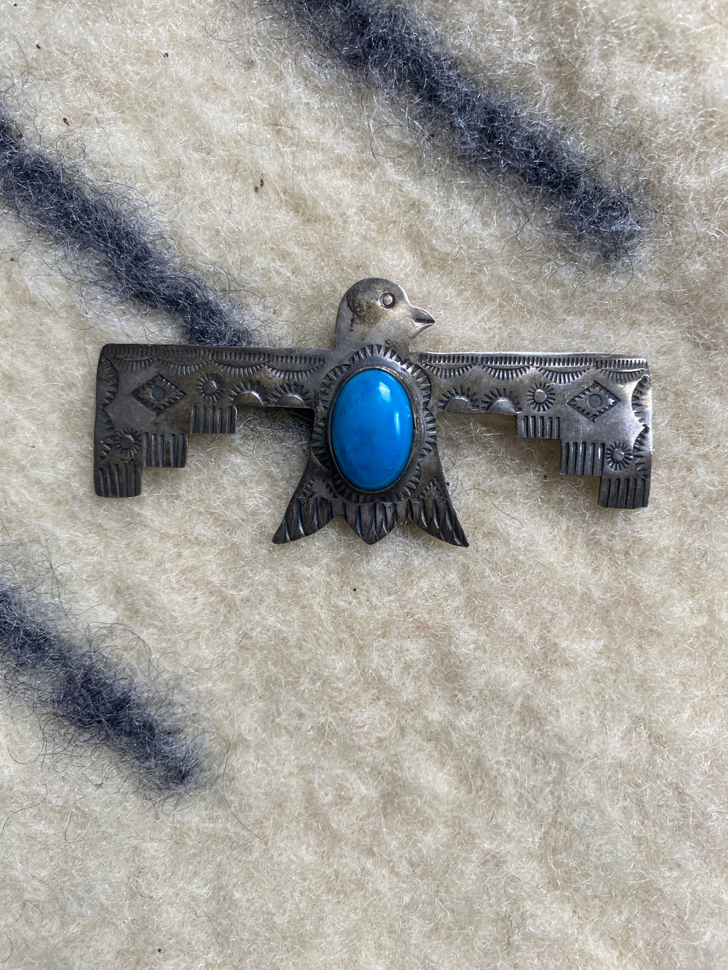 Helen Harrison Huge Thunderbird Pin With Turquoise Stone