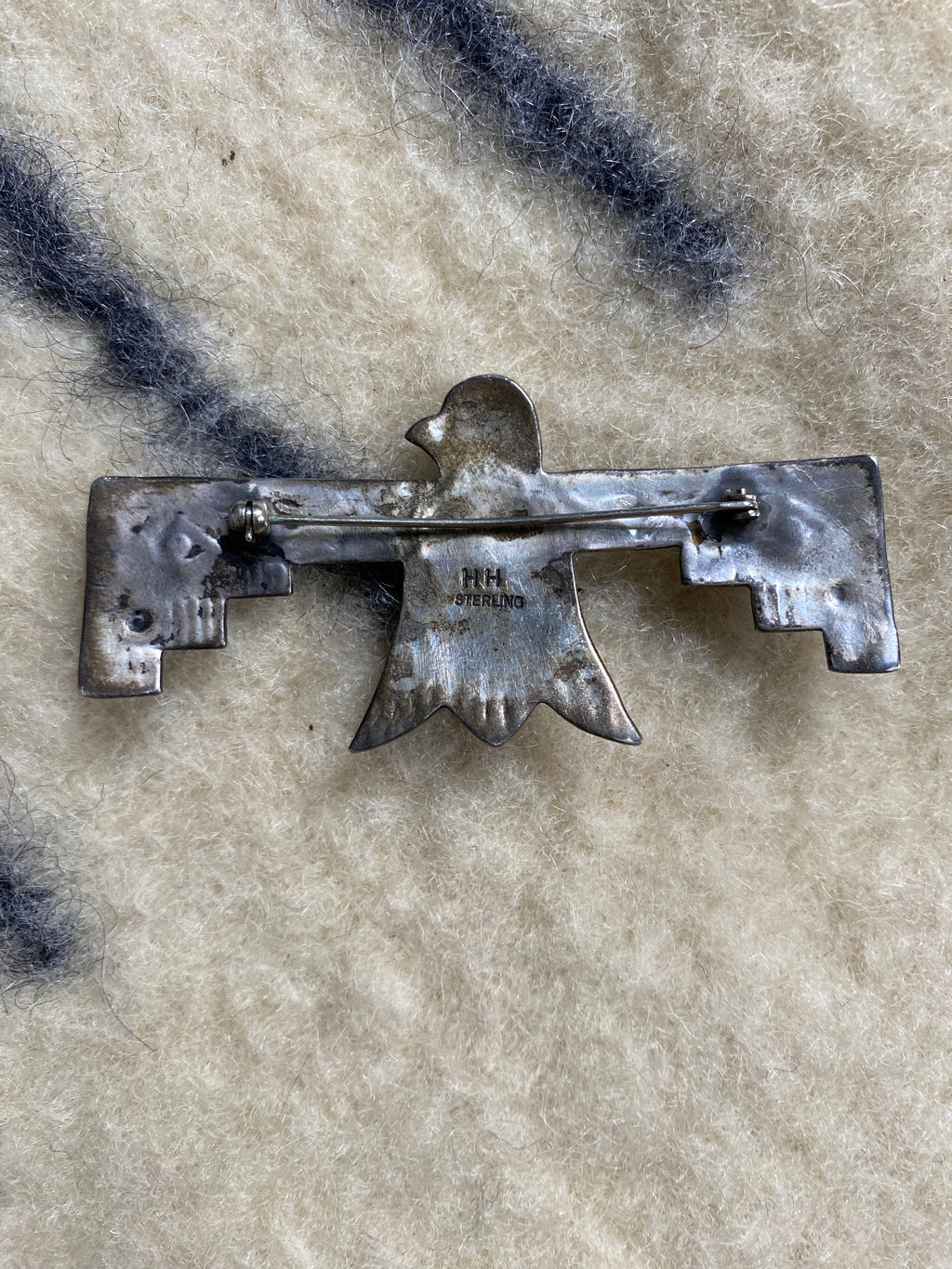 Helen Harrison Huge Thunderbird Pin With Turquoise Stone
