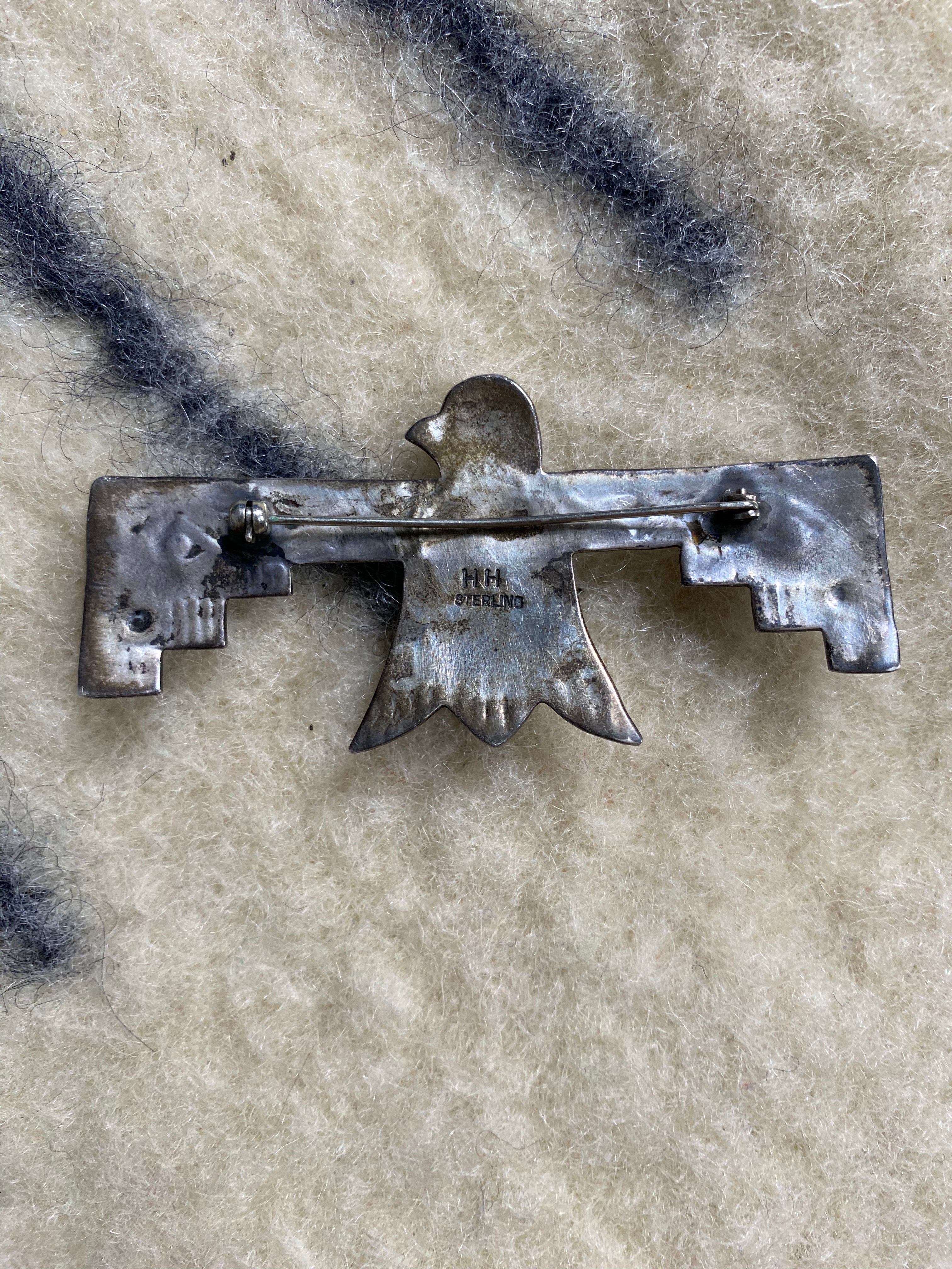 Helen Harrison Huge Thunderbird Pin With Turquoise Stone