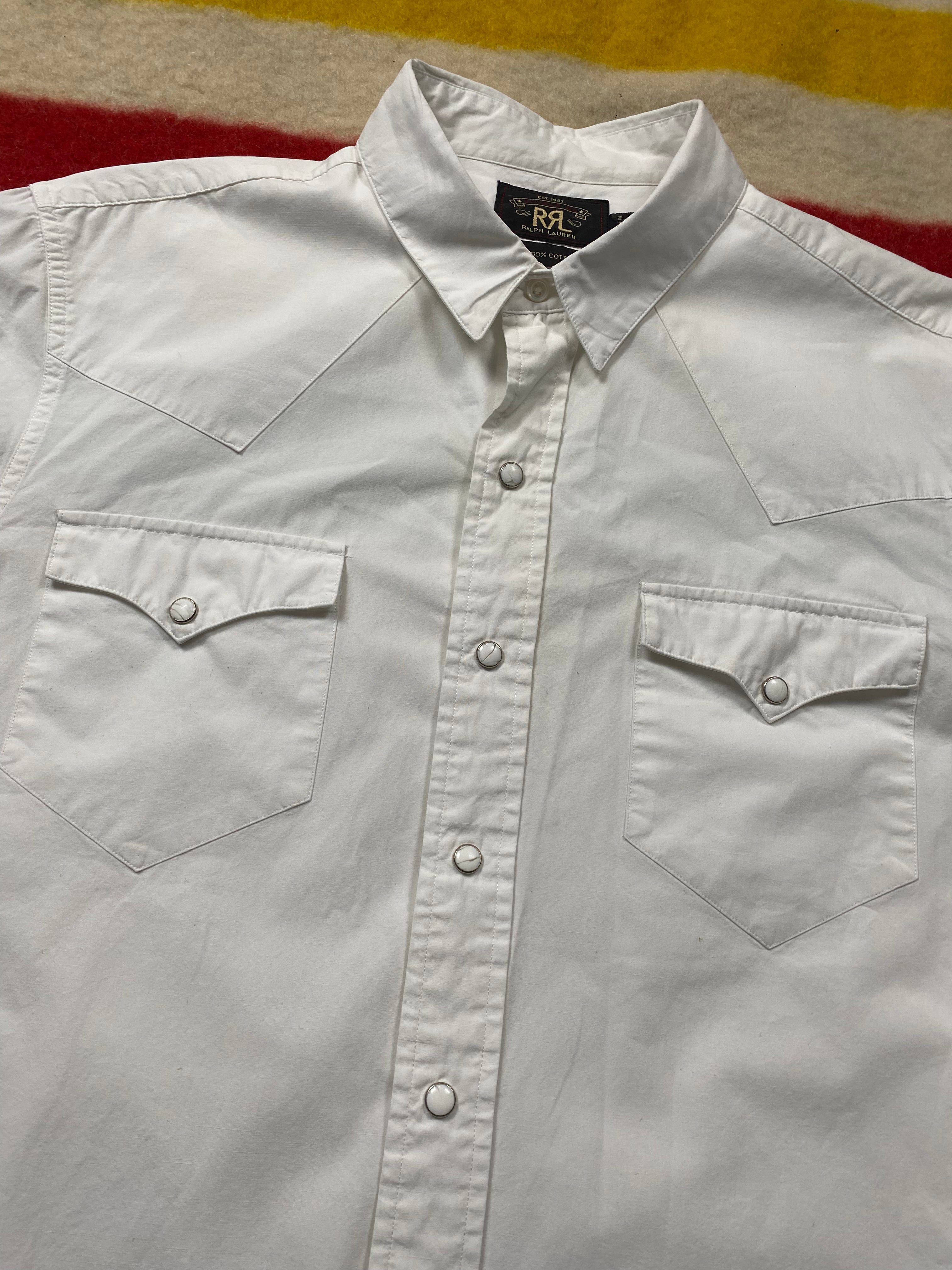 RRL Plain White Western Shirt
