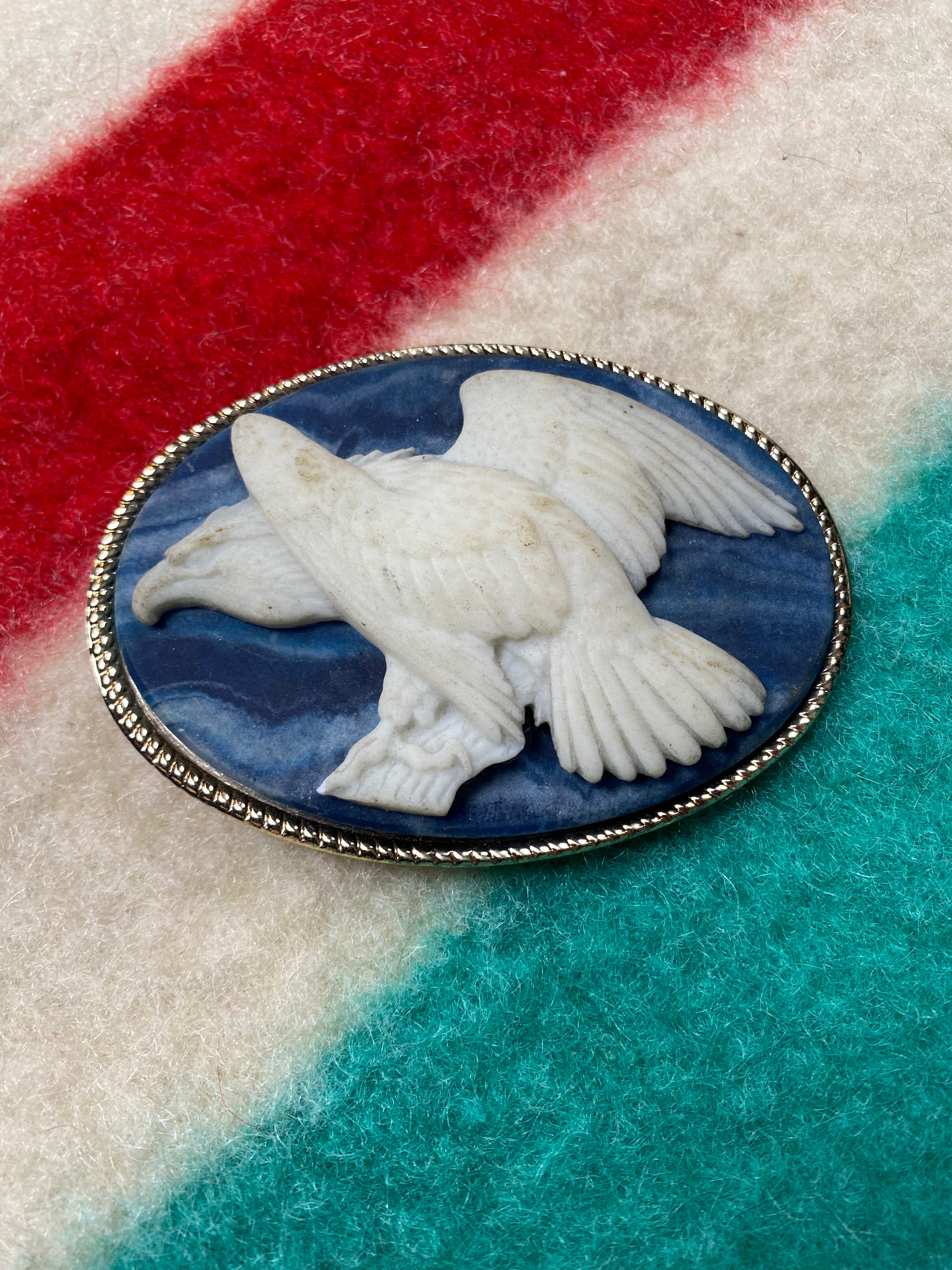 Bald Eagle Incolay Stone Belt Buckle