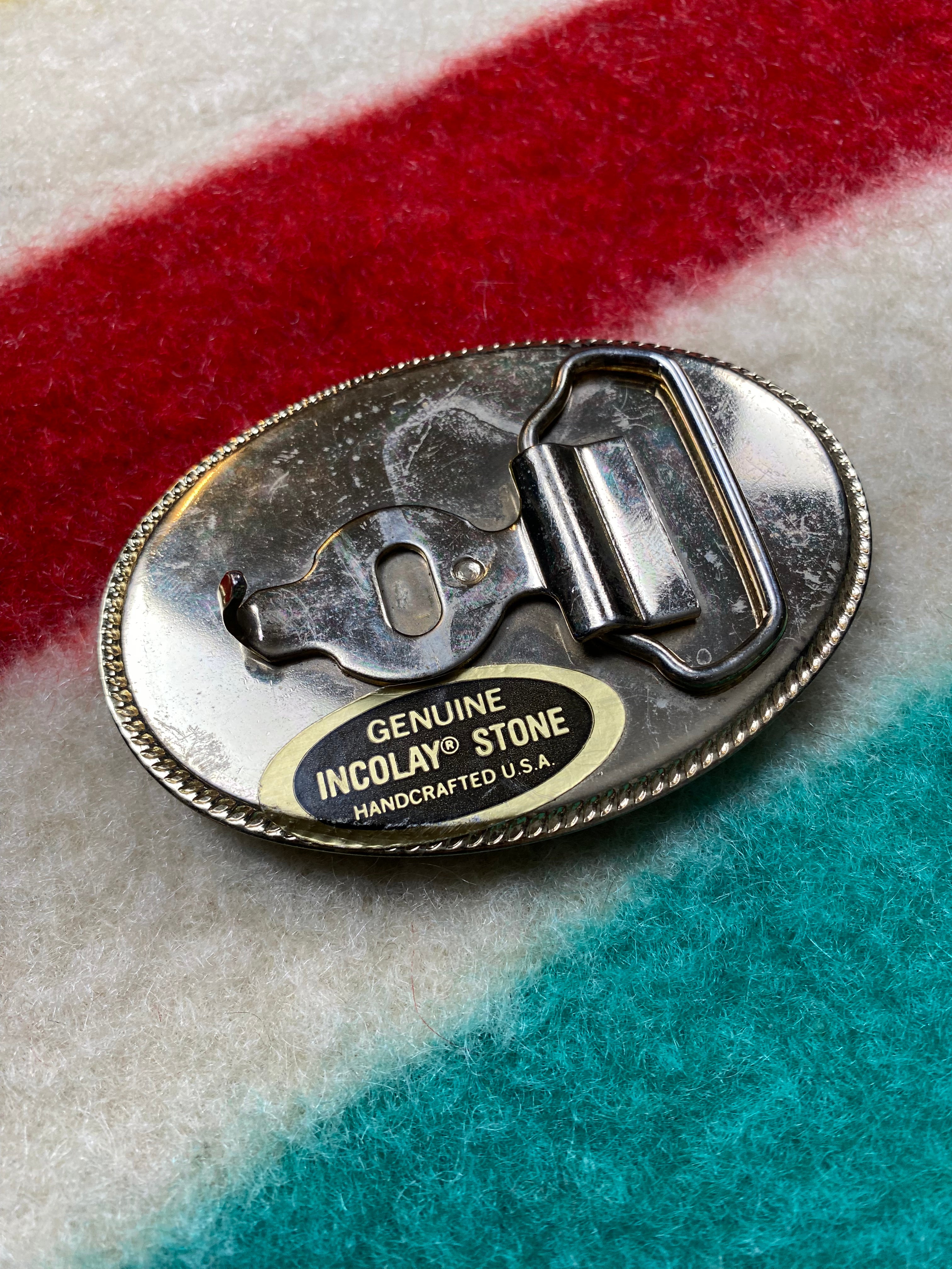 Bald Eagle Incolay Stone Belt Buckle