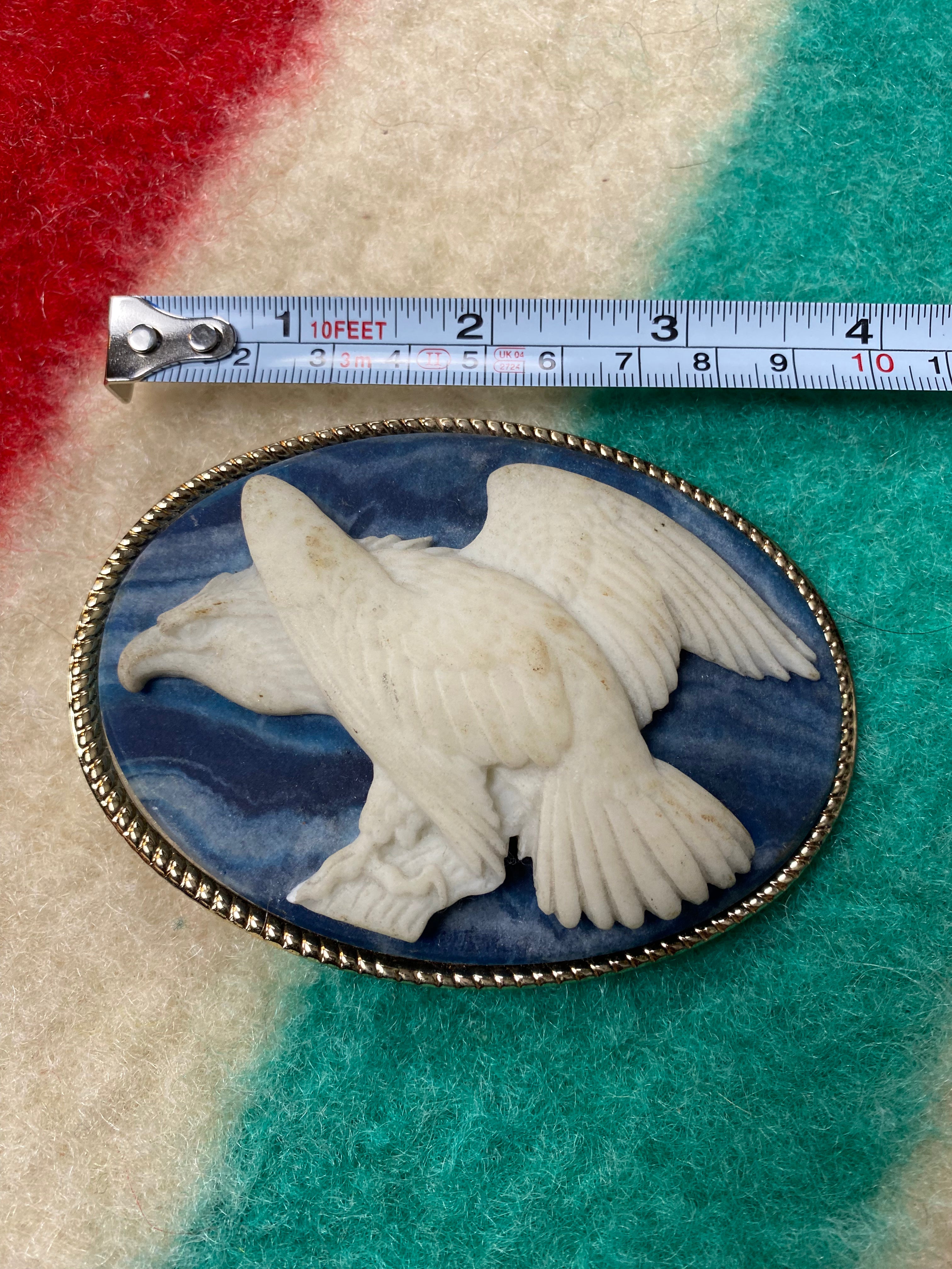 Bald Eagle Incolay Stone Belt Buckle