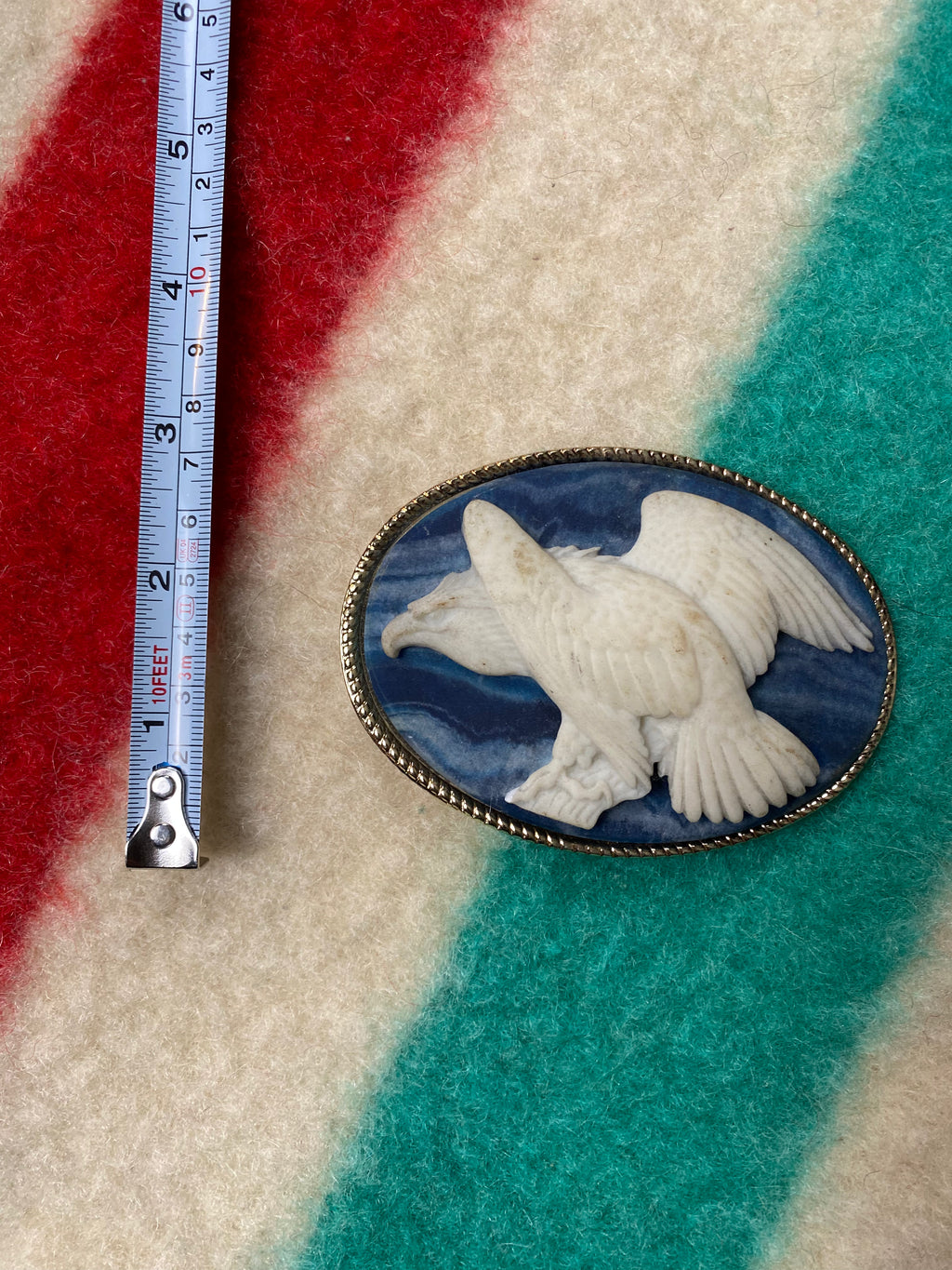 Bald Eagle Incolay Stone Belt Buckle